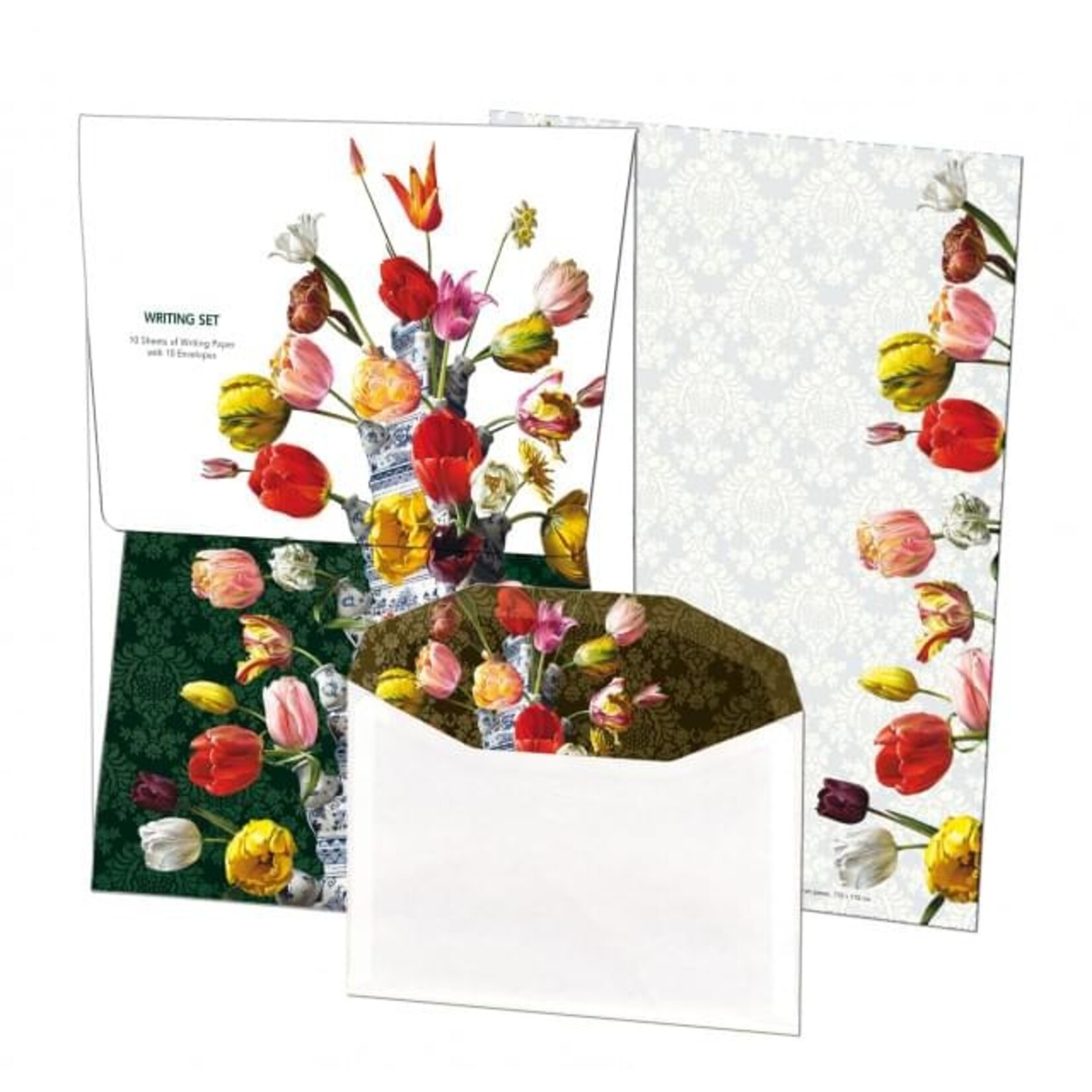 Briefpapier met enveloppen: Bloemstilleven met Tulpenvaas, Roman Reisinger