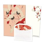 Briefpapier met enveloppen: Woman haori with Red and White Cranes, Collection Rijksmuseum Amsterdam