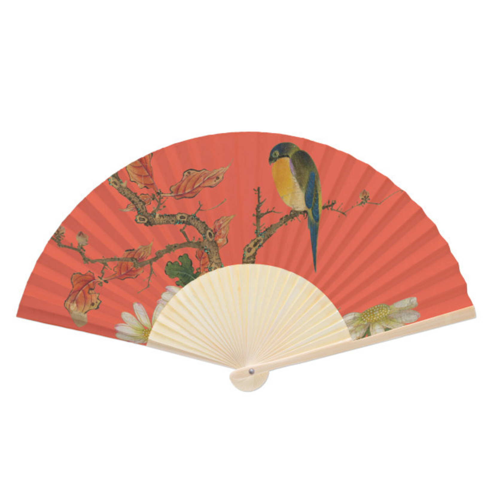 Handwaaier: Album of birds and flowers (rood), Hu Feitao, Chester Beatty