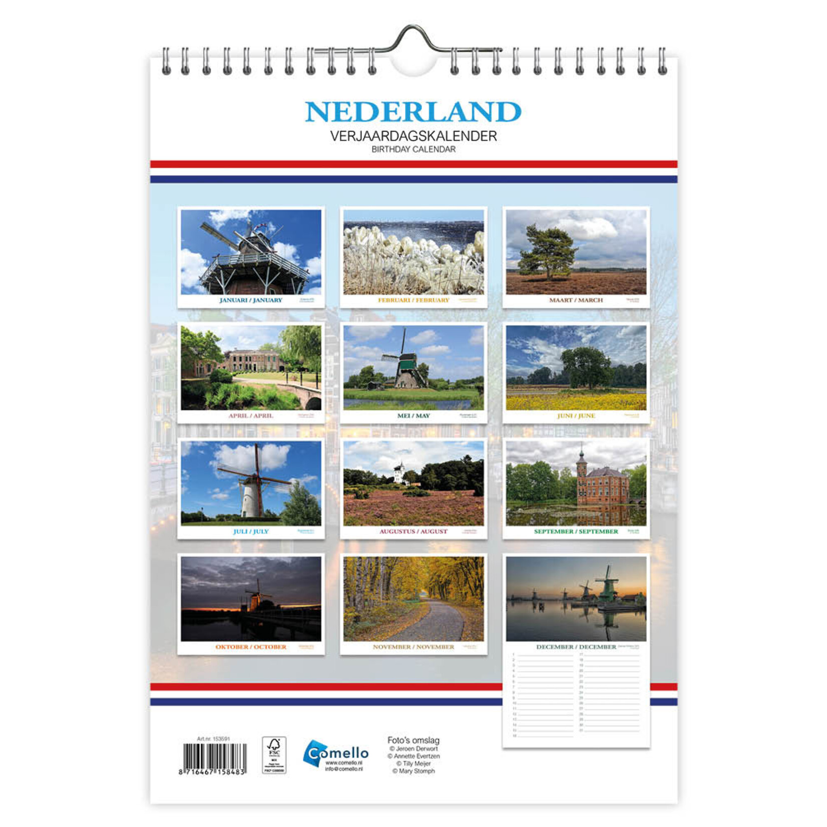 3066 Nederland verjaardagskalender A4