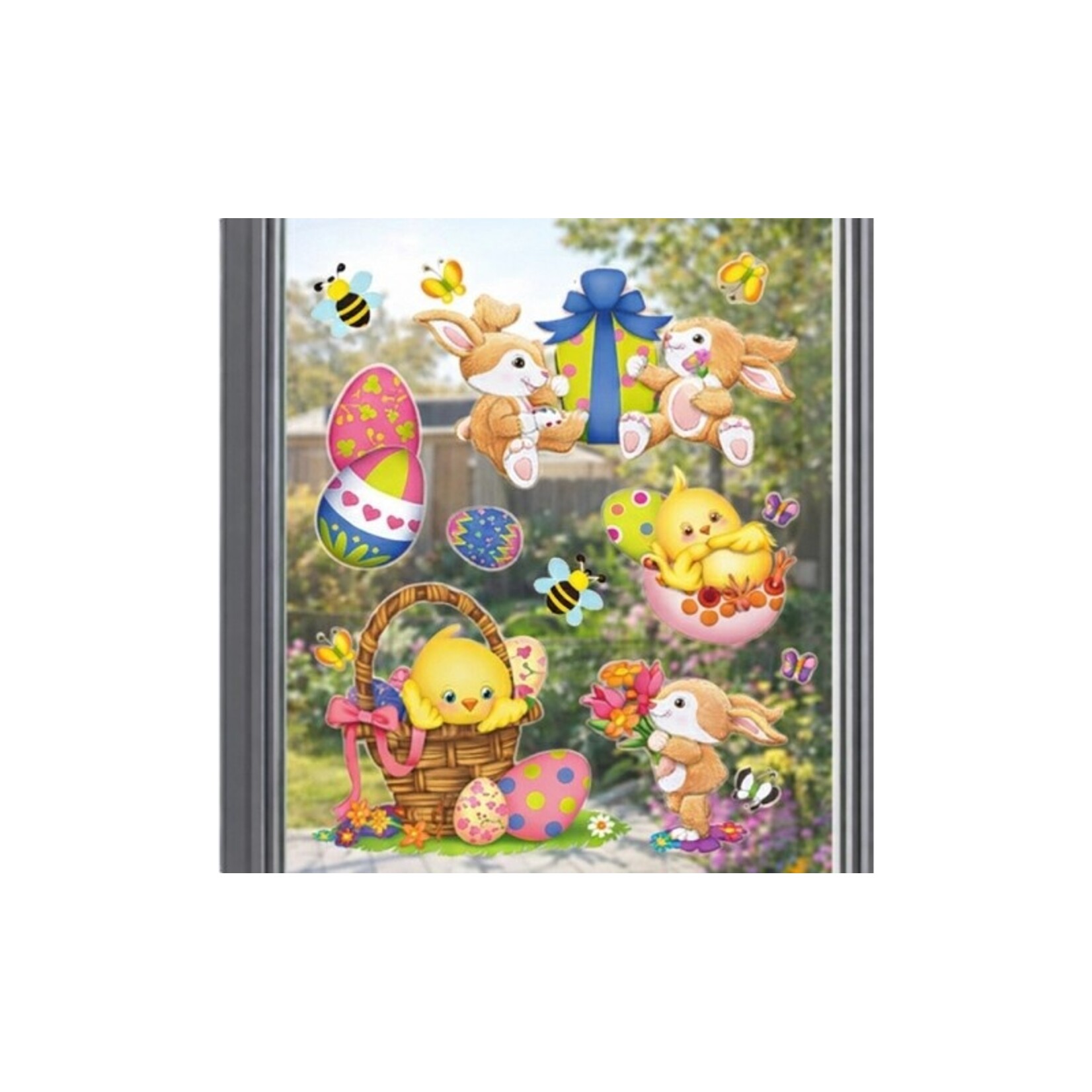 Raamstickers Pasen Haasjes-Kuikens
