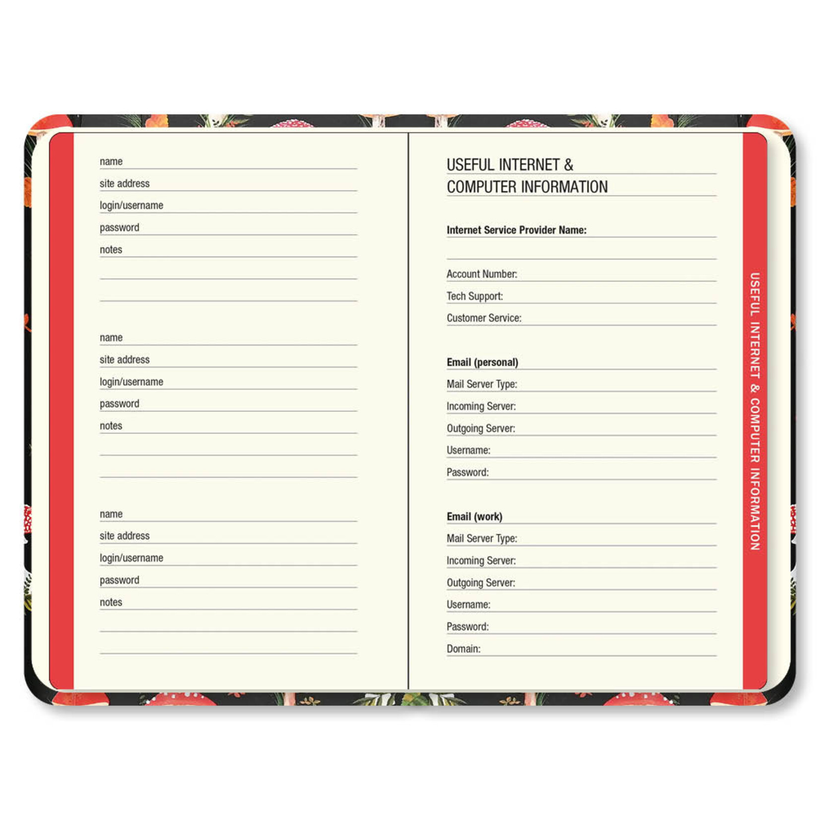 Peter Pauper Logbook Internet address & Password Peter Pauper Mushrooms