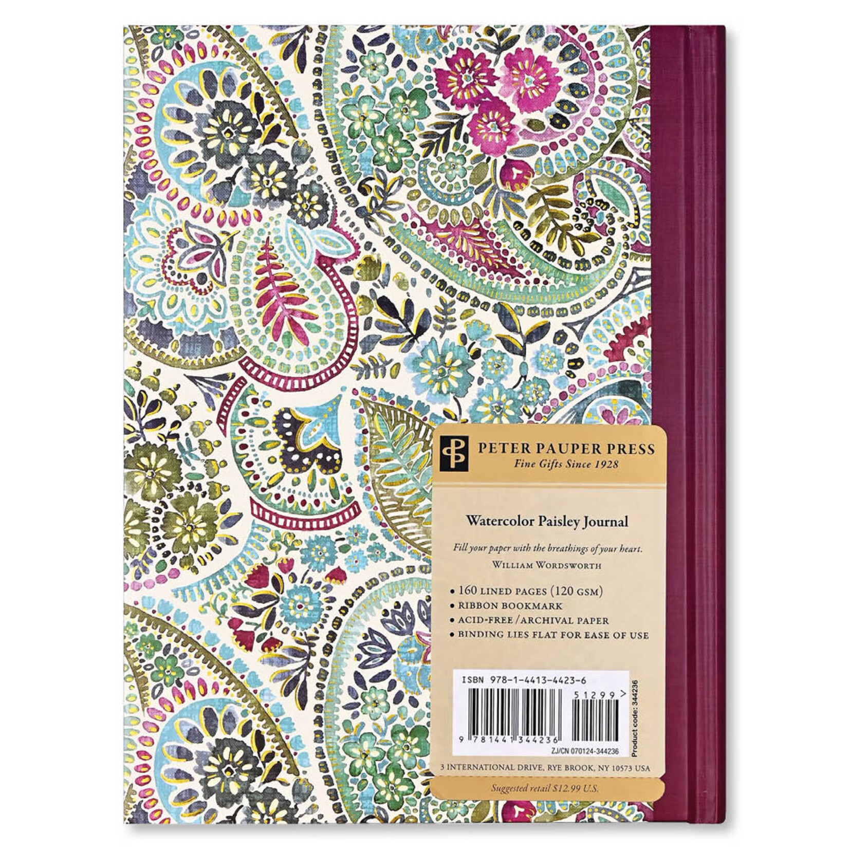 Peter Pauper 4113 Bookbound Journal Peter Pauper Watercolor Paisley