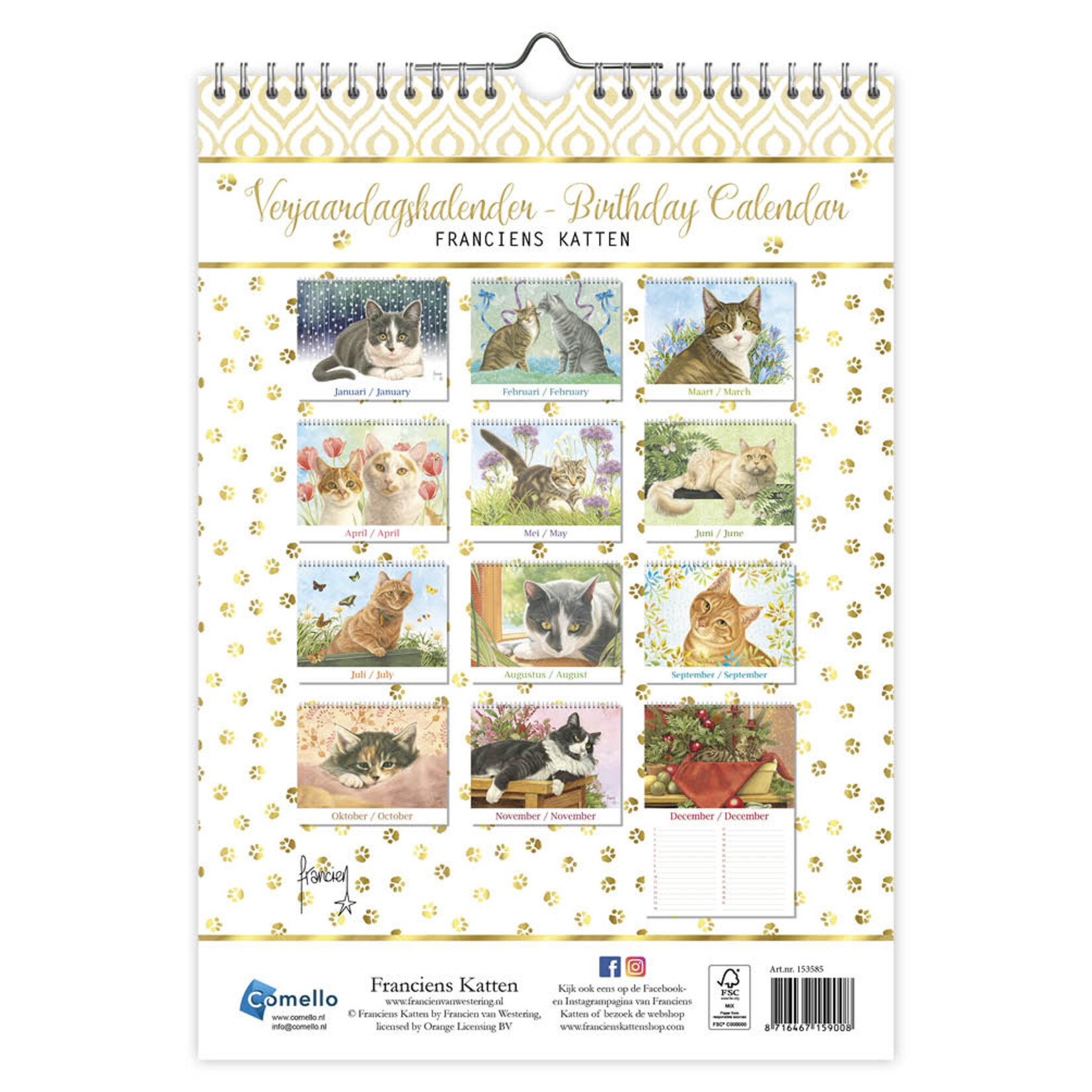 Franciens Katten A4 verjaardagskalender GINGER