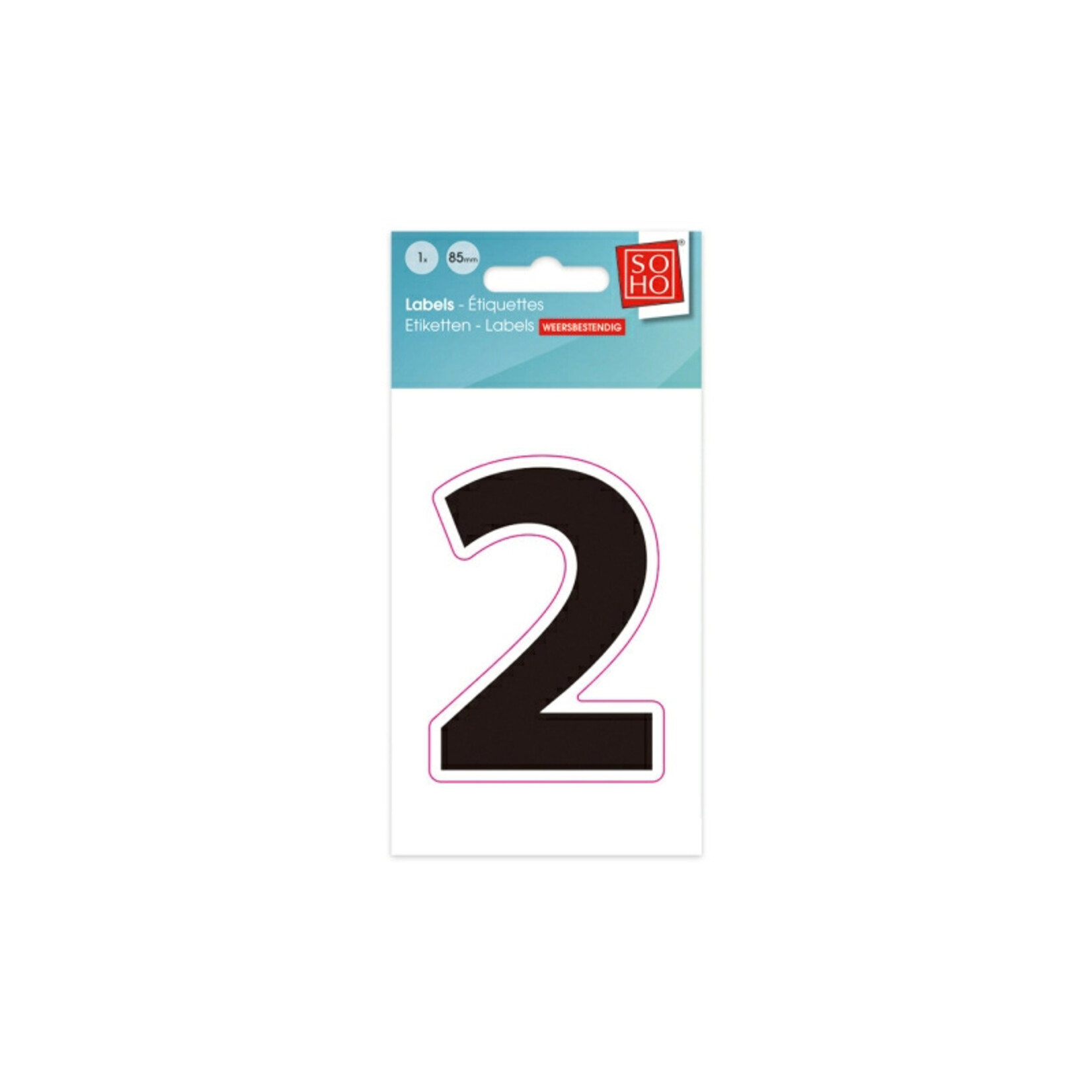 Soho Plakcijfer 2 zwart