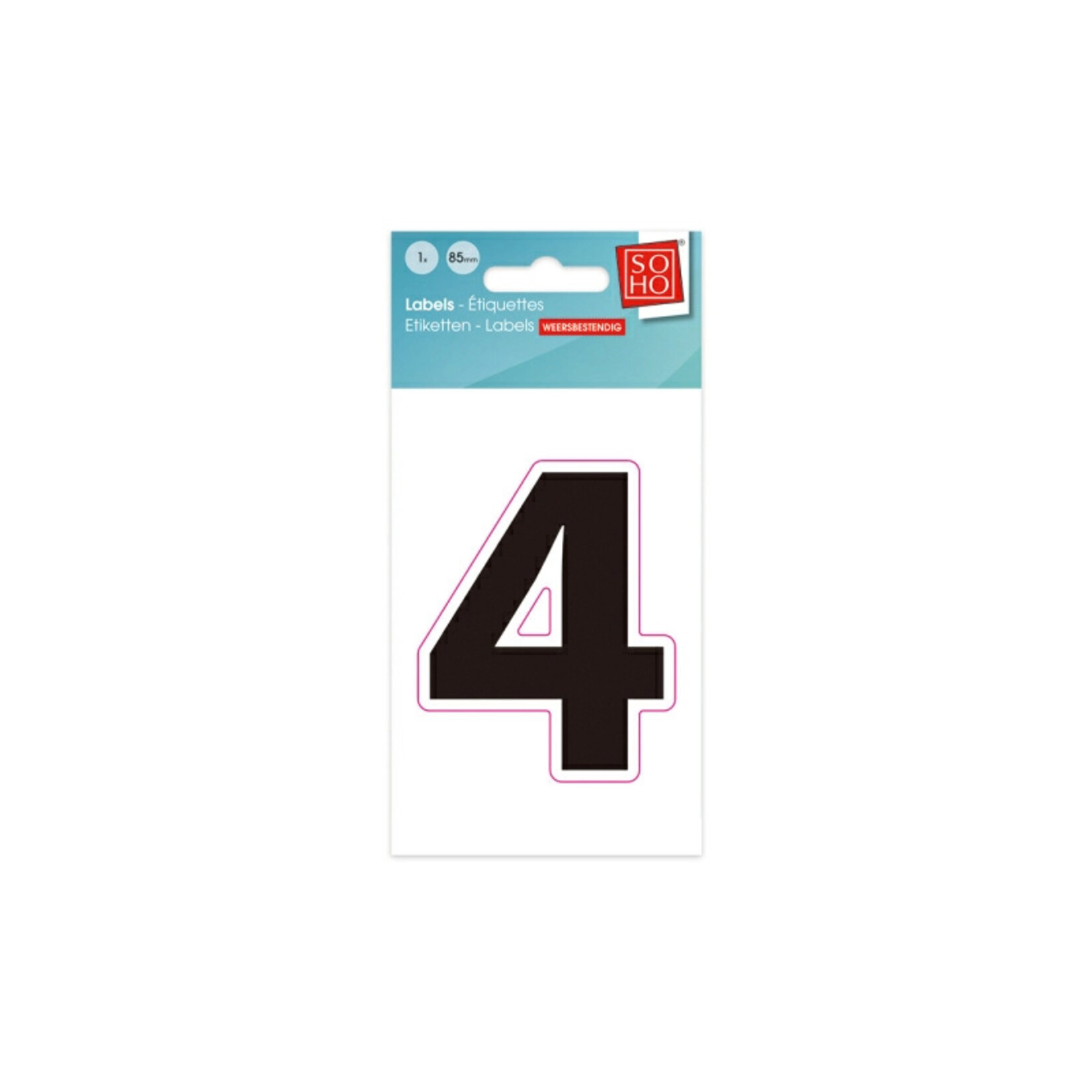 Soho Plakcijfer 4 zwart