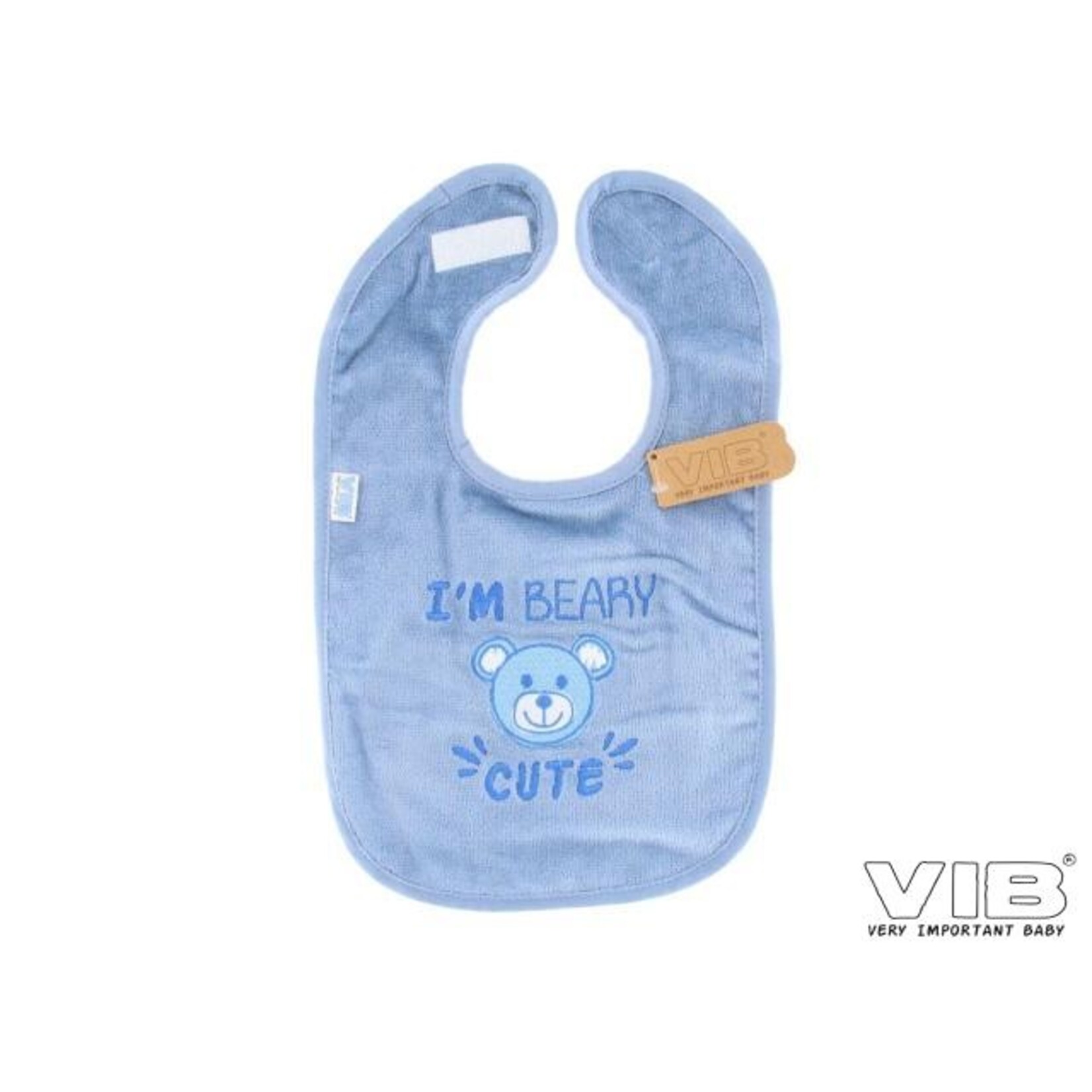 Slabbetje 'I'M BEARY CUTE' Dusty Blue