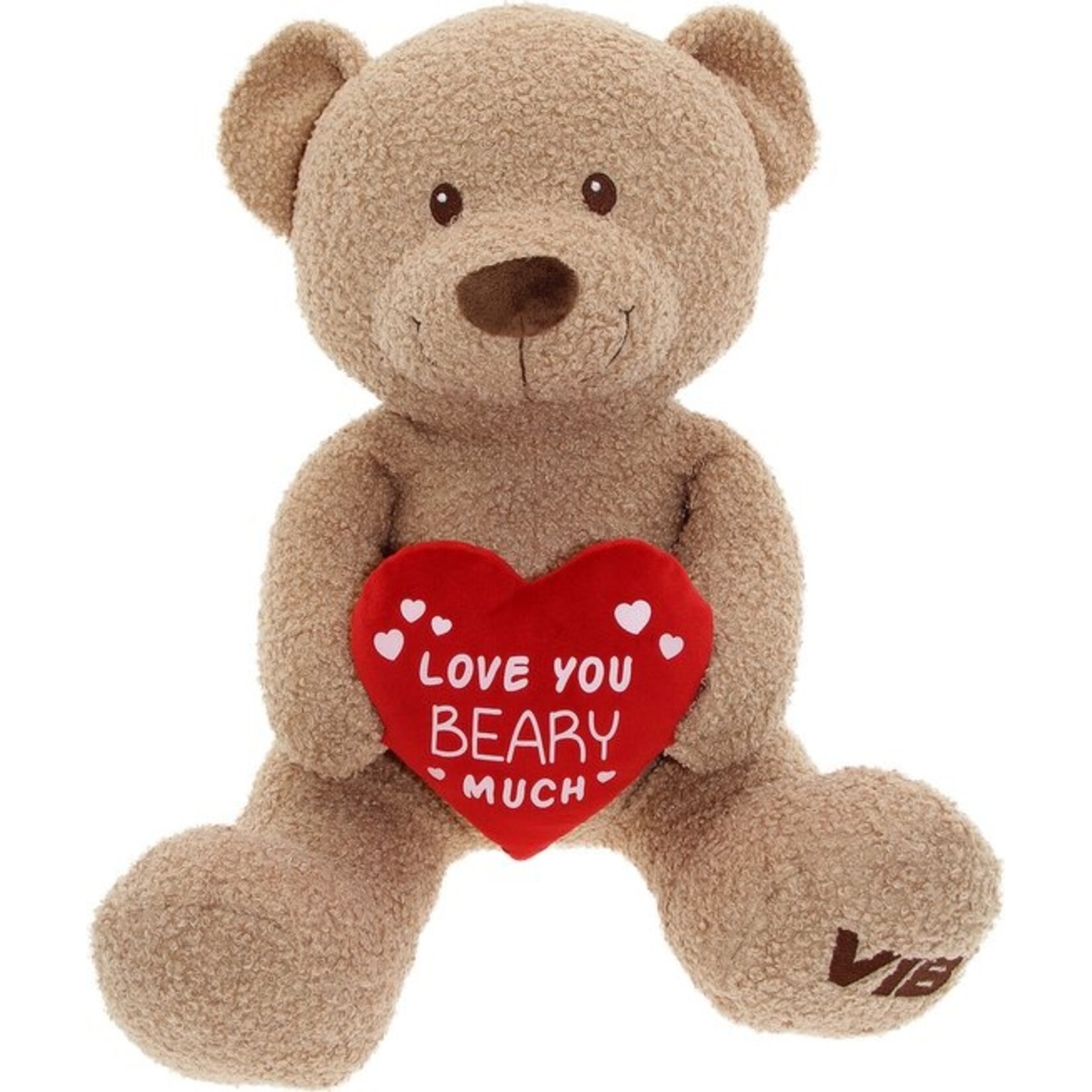 Pluche Beer Zittend Groot 60cm met Hart Teddy Beige