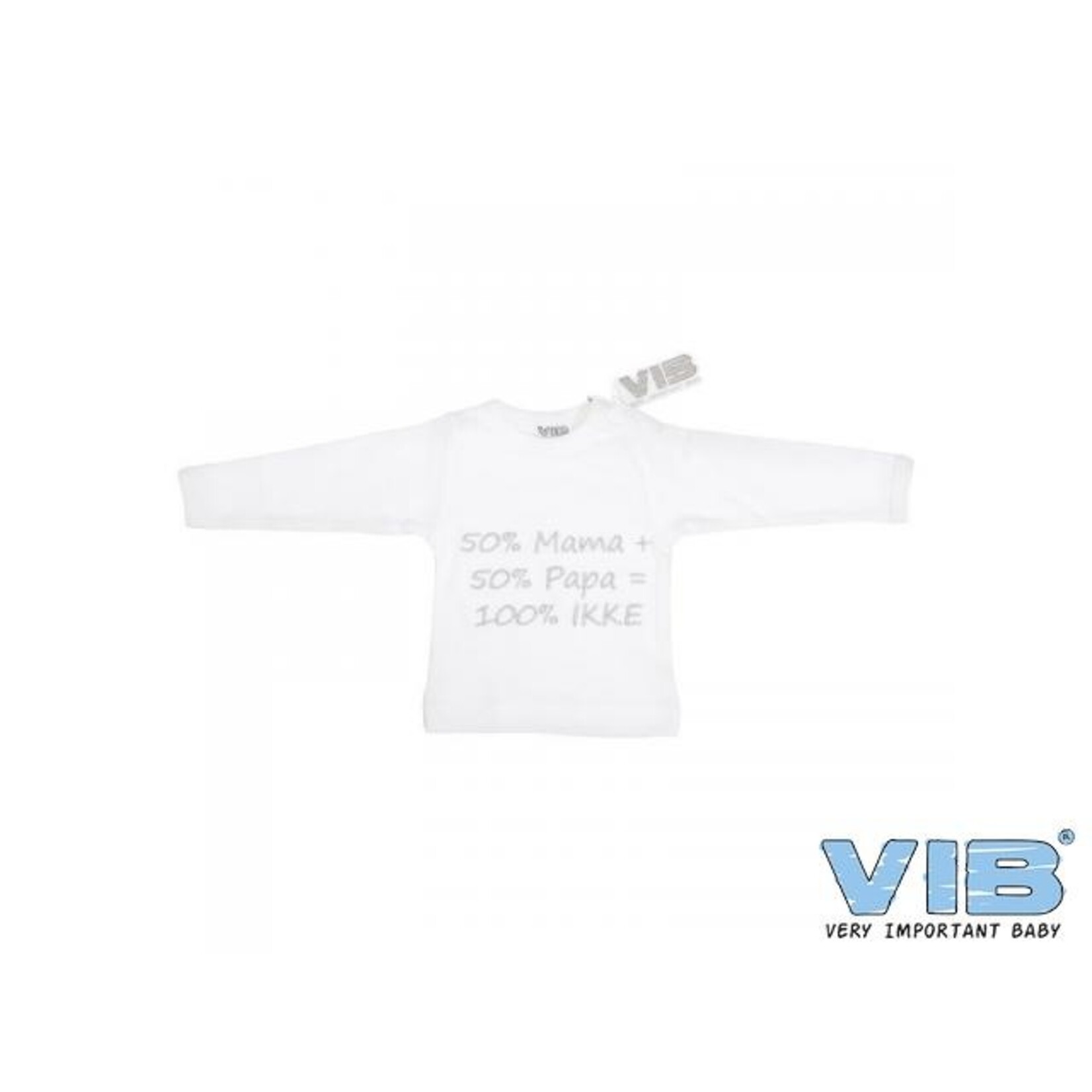 T-Shirt Wit 50%mama+50%papa=100%IKKE 6M Zilver