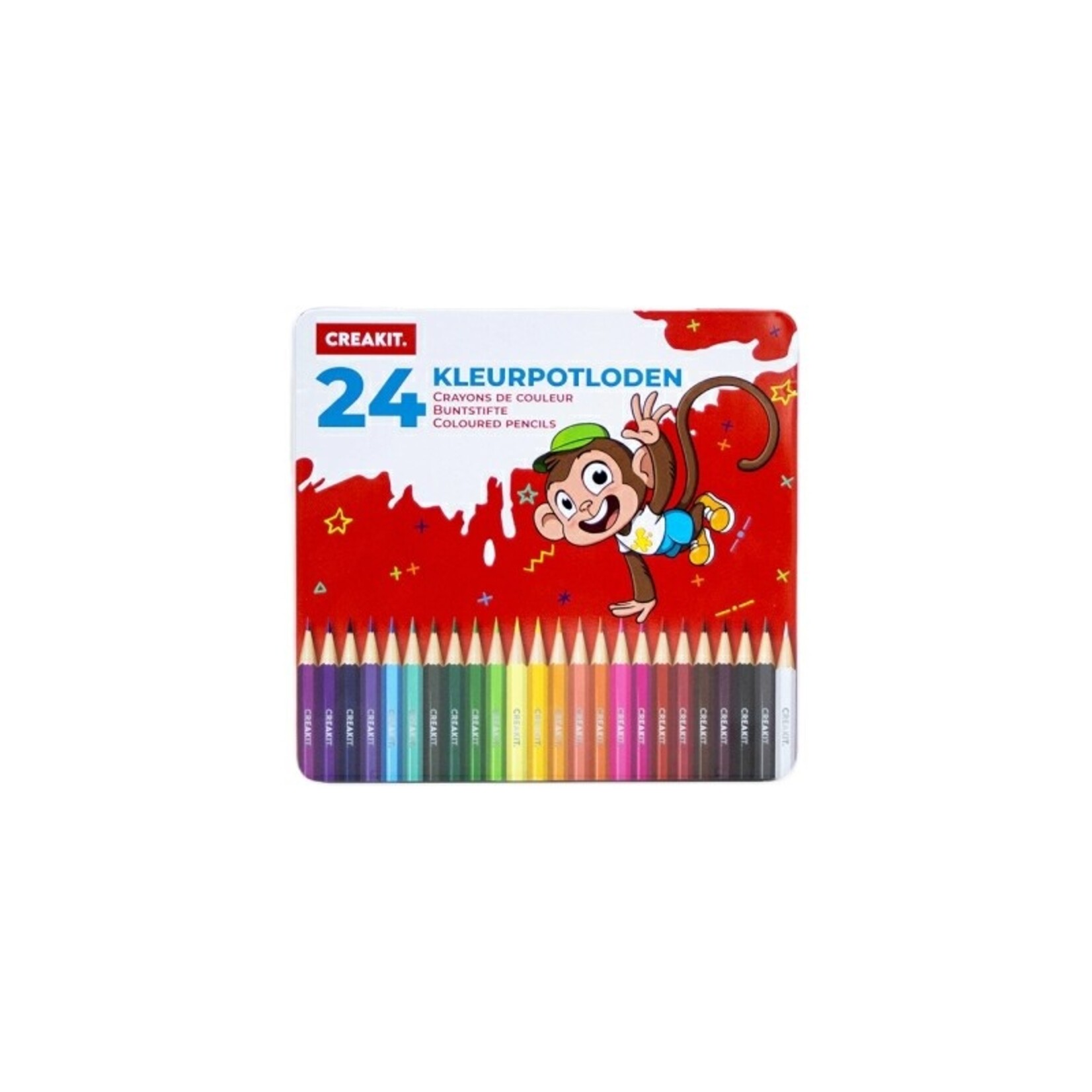 Creakit Kleurpotloden in blik 24 stuks KIDS