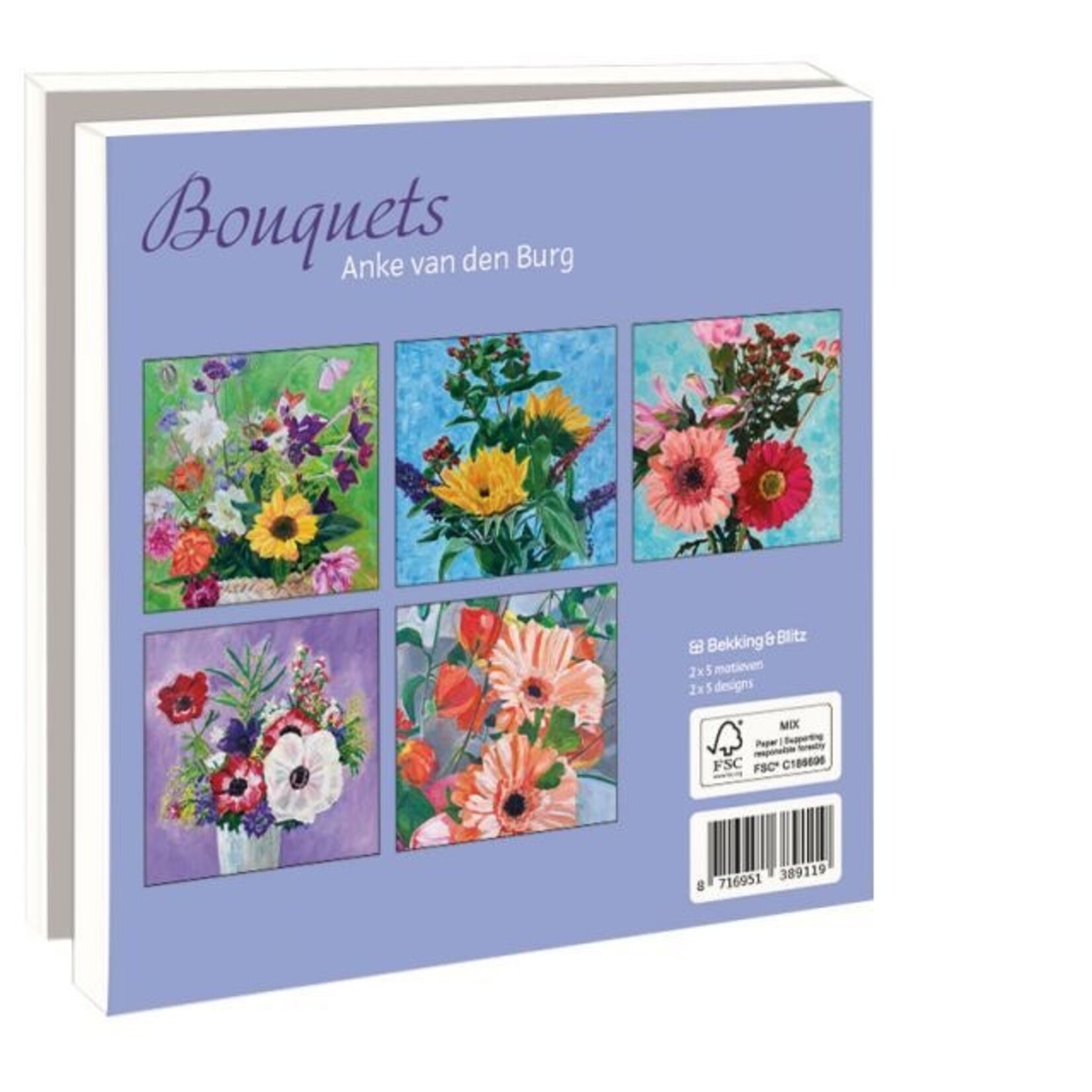 Kaartenmapje met env, Bouquets, Anke van den Burg