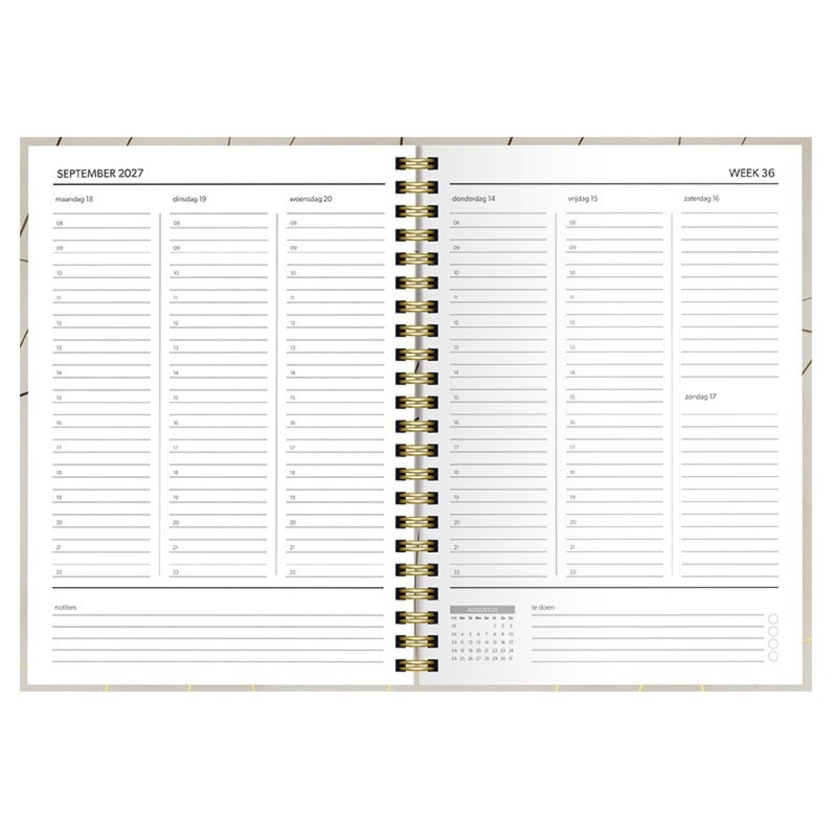Planner spiraal Elara crème - 29x21cm