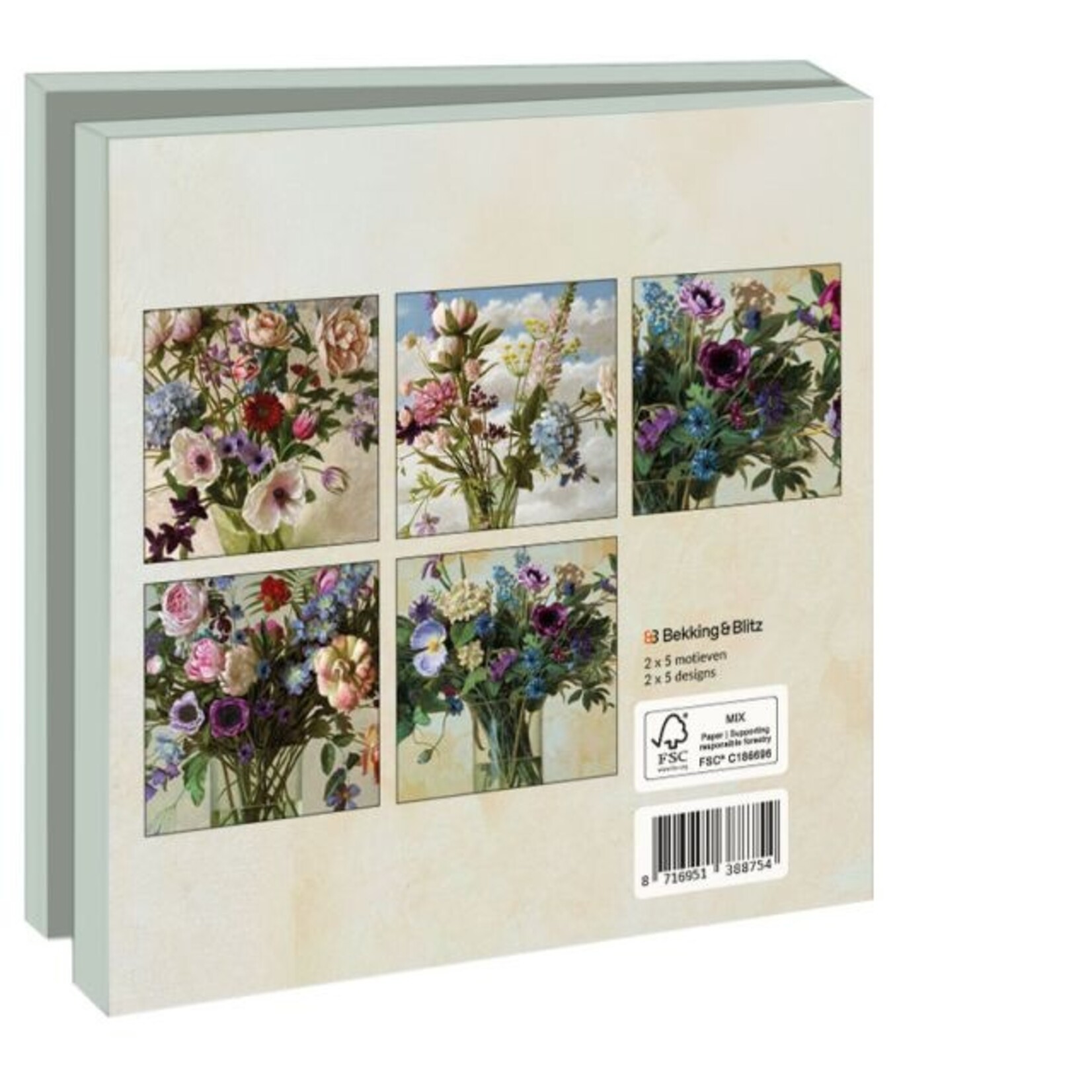 Kaartenmapje met env, vierkant: Bloemen, Kenne Gregoire