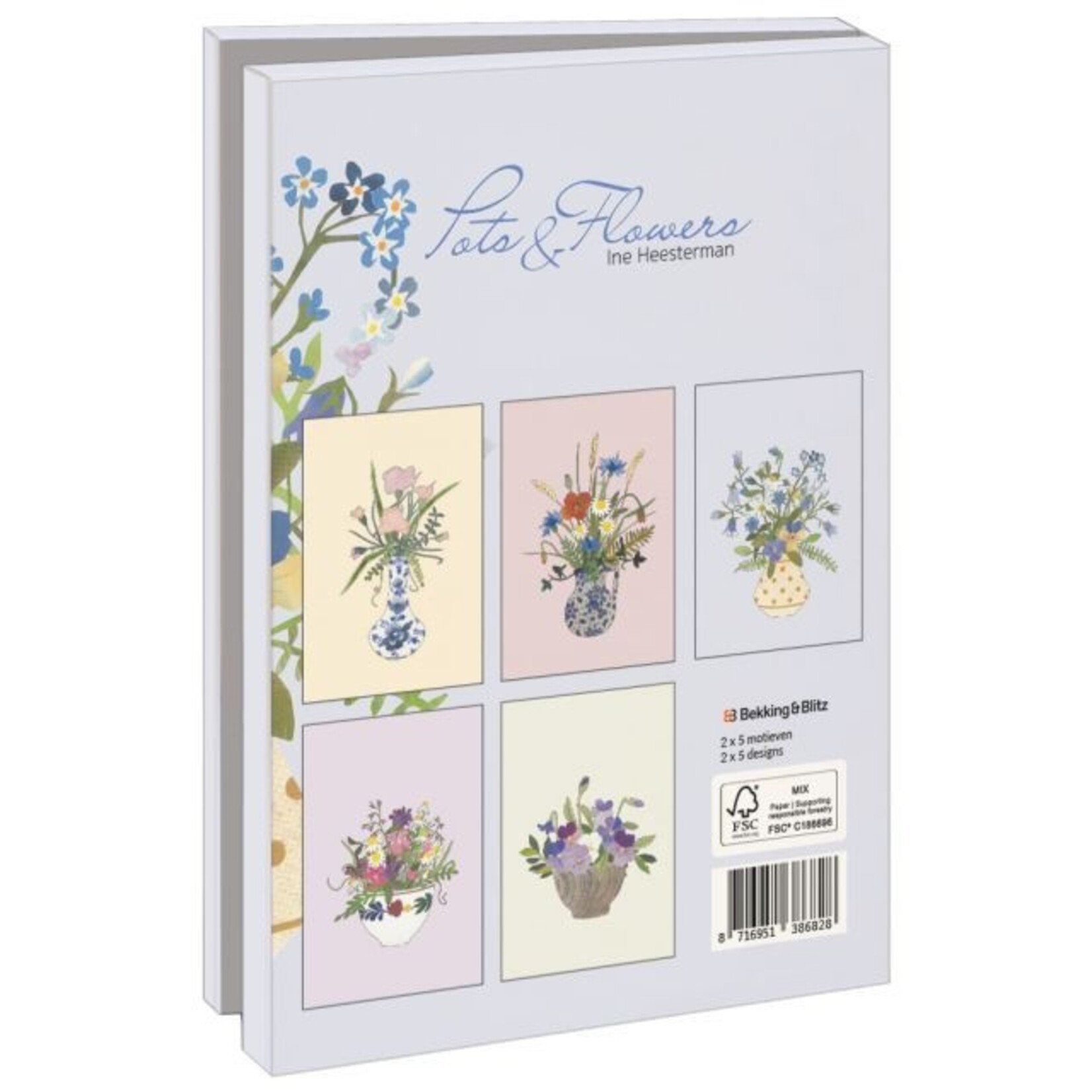 Kaartenmapje met env, groot: Pots & Flowers, Ine Heesterman