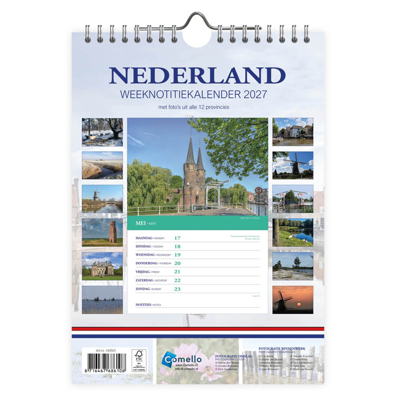Nederland WEEKnotitiekalender Watermolen 2027