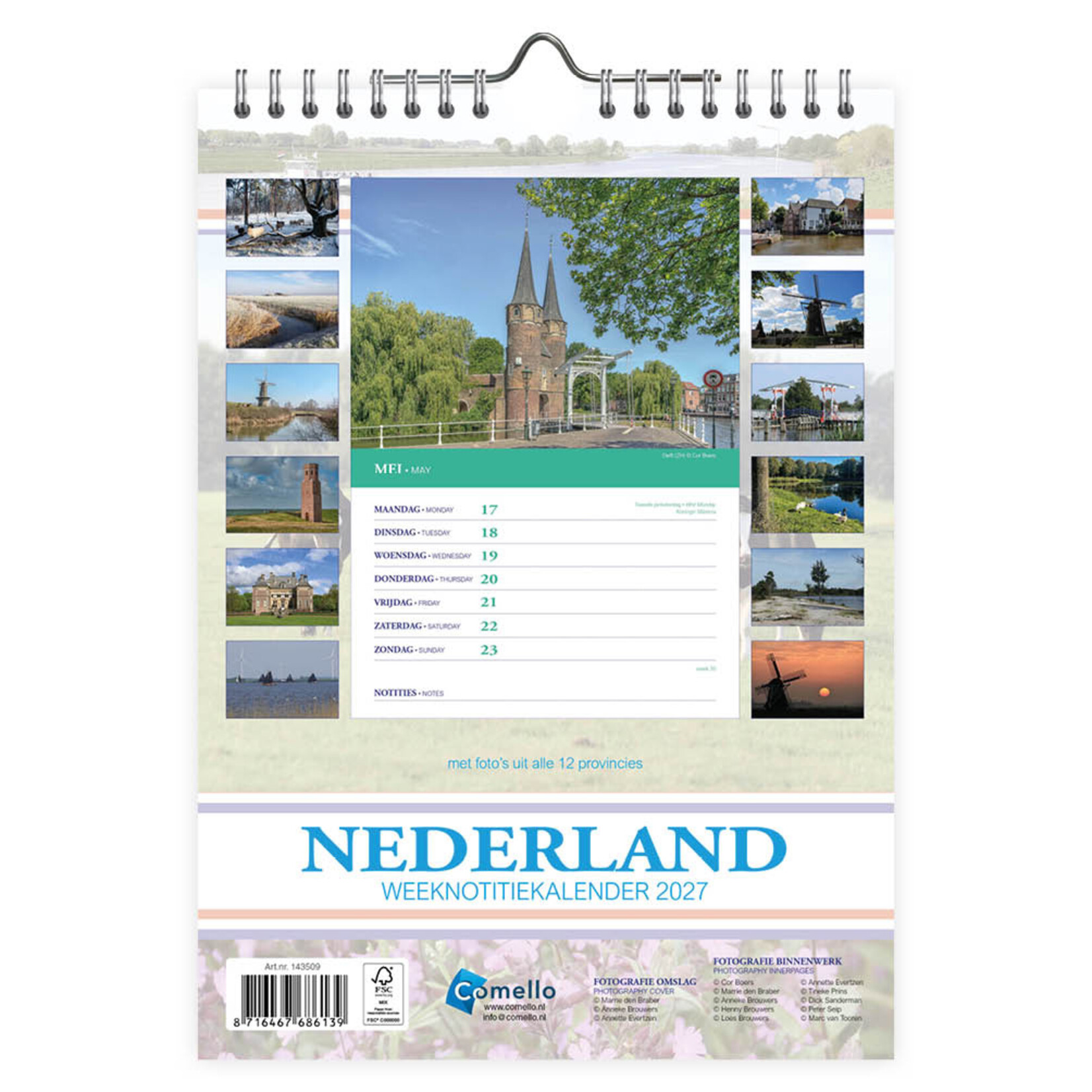 Nederland WEEKnotitiekalender Weide met 40+5 Koeien 2027