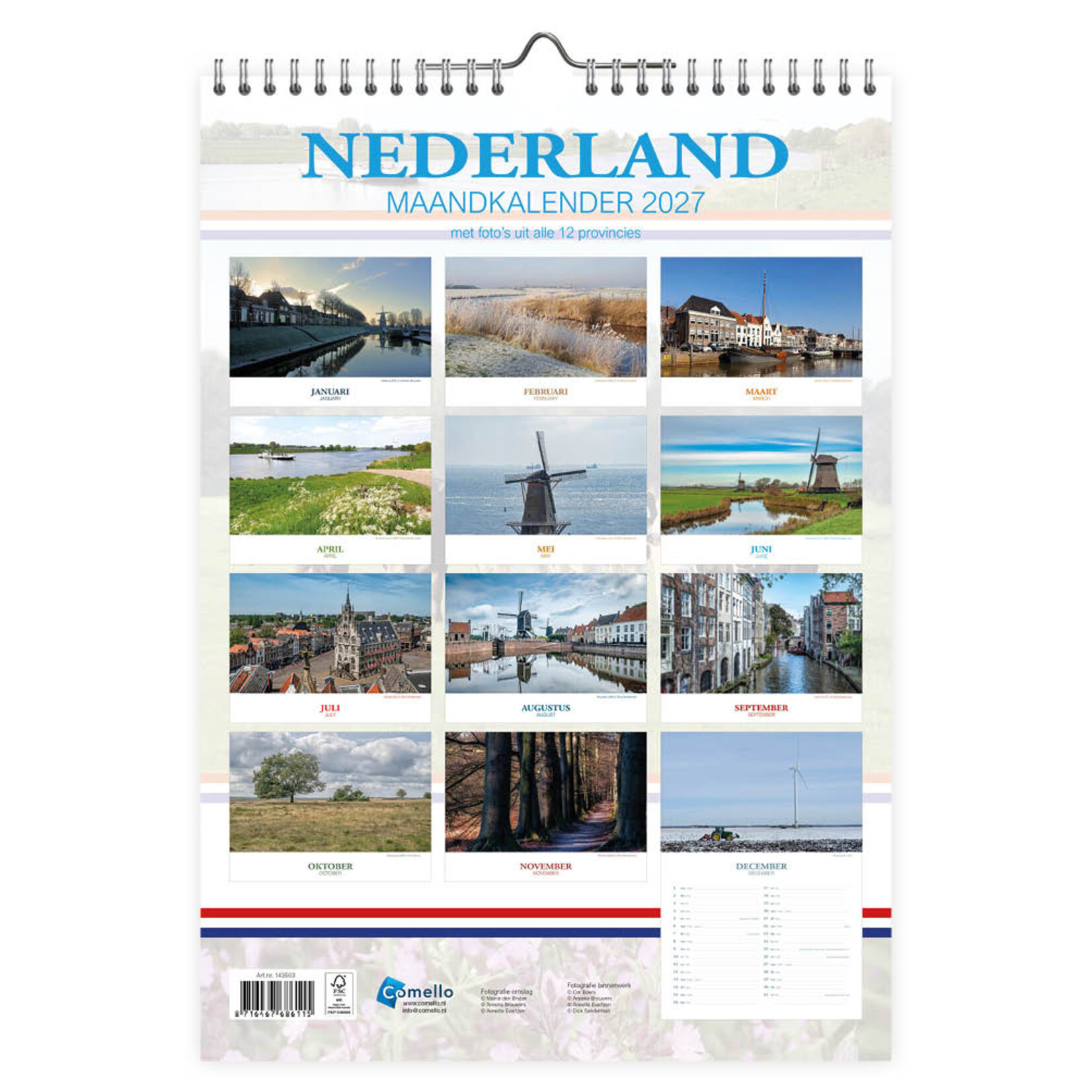Nederland maandkalender Weide met Koeien 2027