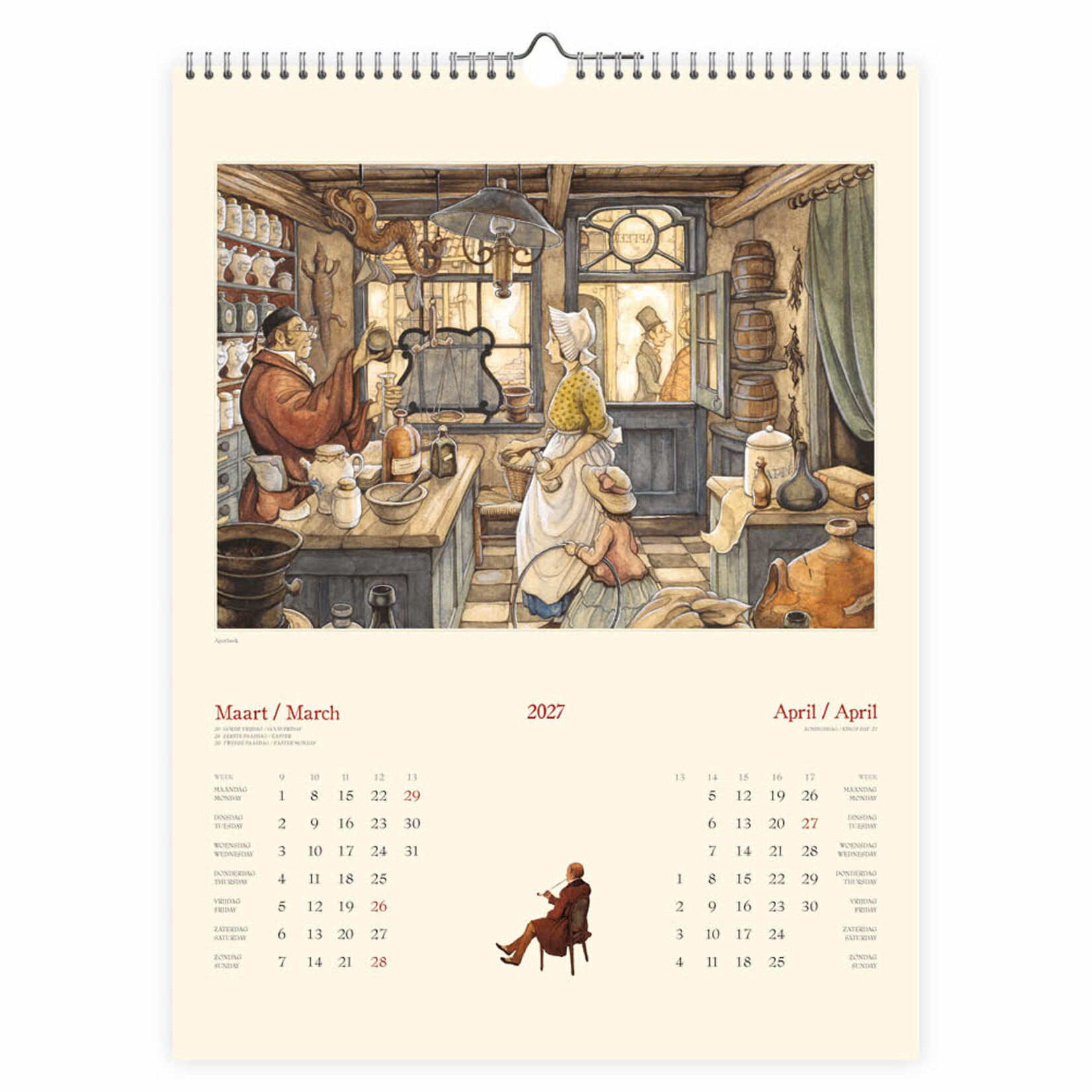 Anton Pieck maandkalender groot Hoge Hoeden 2027