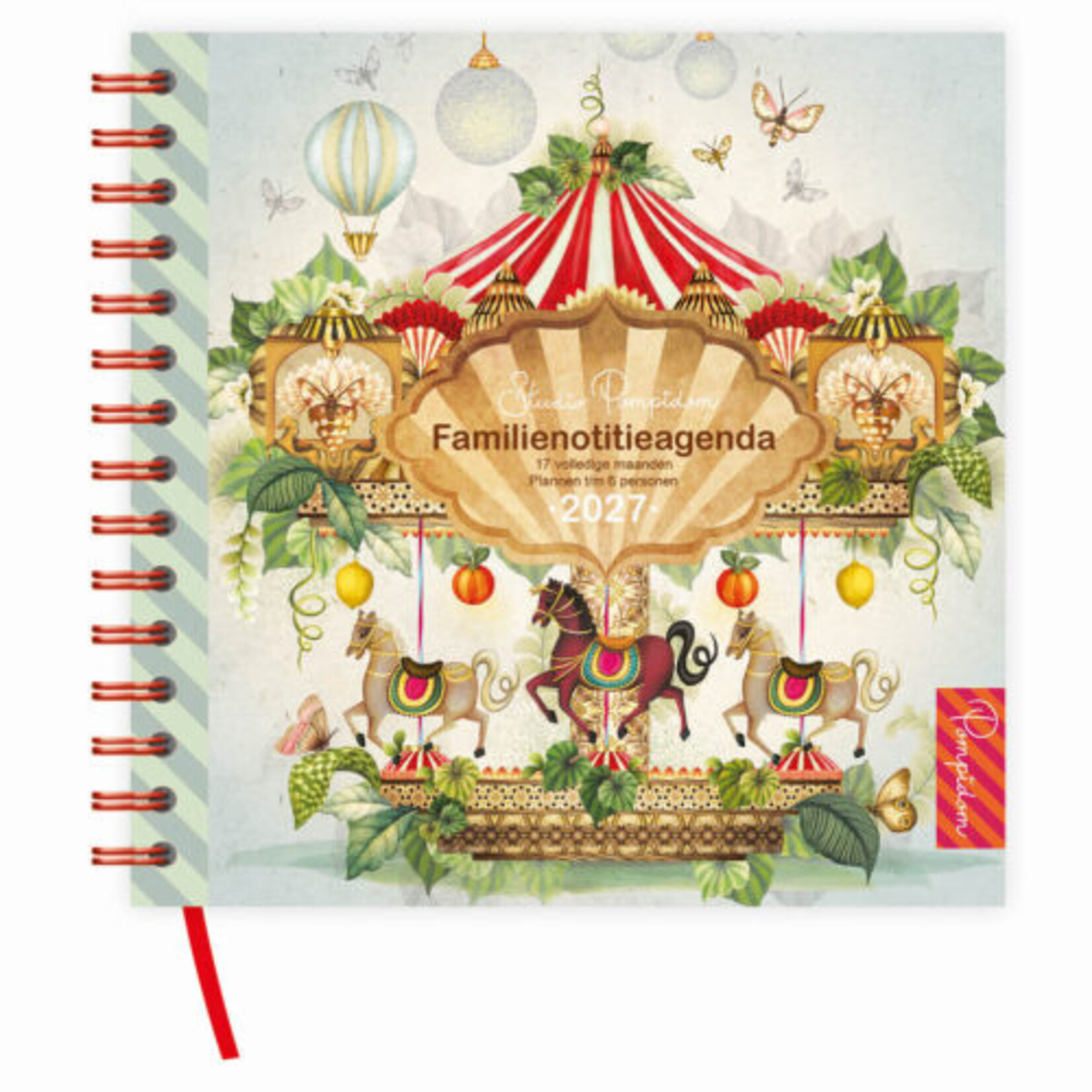 Studio Pompidom 17-maands Familienotitie- agenda 6-pers.(zachte kaft) Carousel 2027