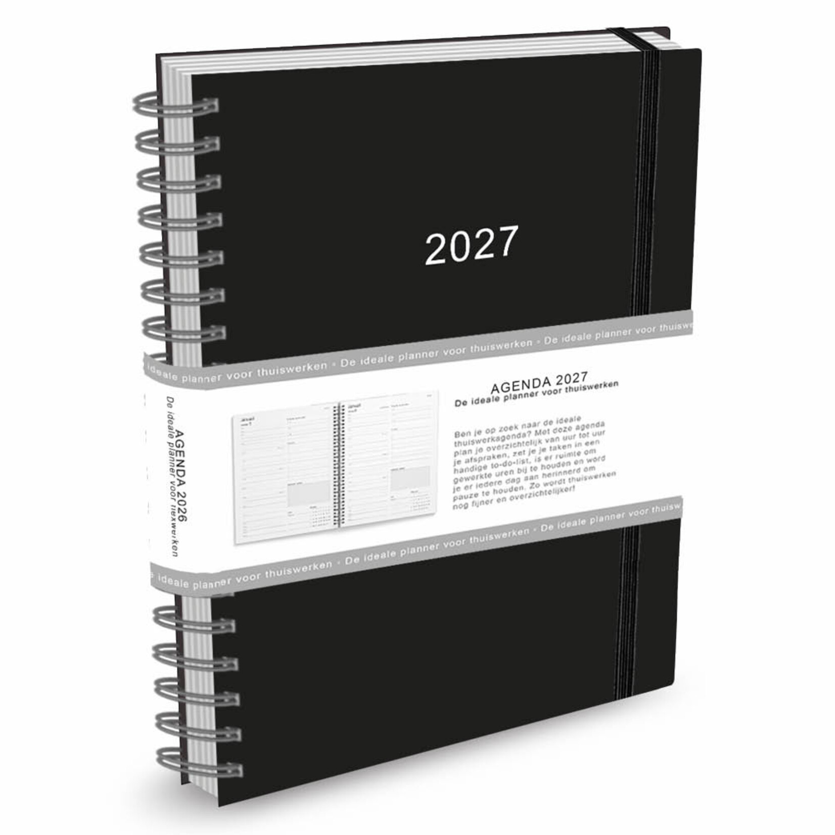 Flexwerk- / thuiswerkagenda groot zwart 2027
