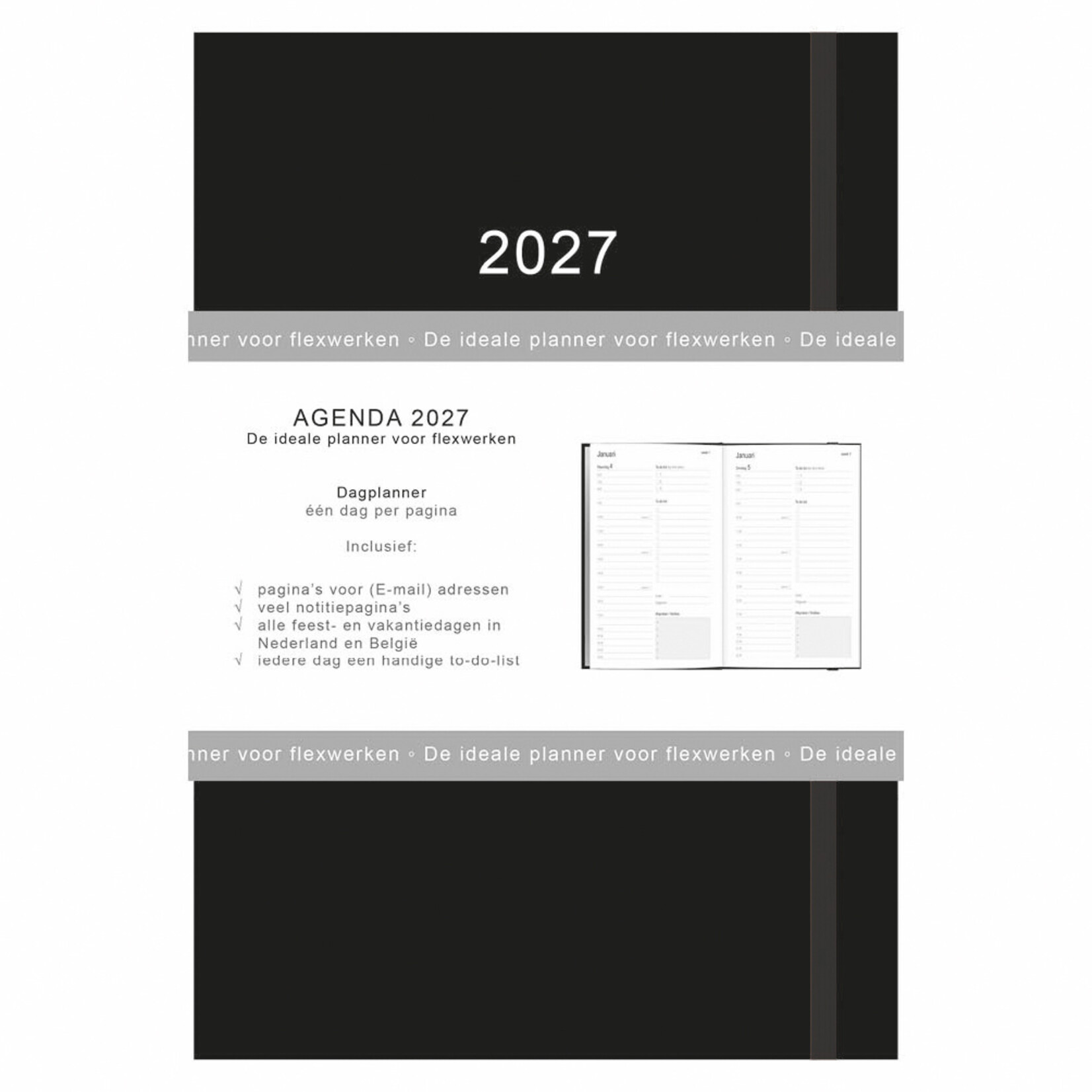 Flexwerk- / thuiswerkagenda A5 zwart 2027