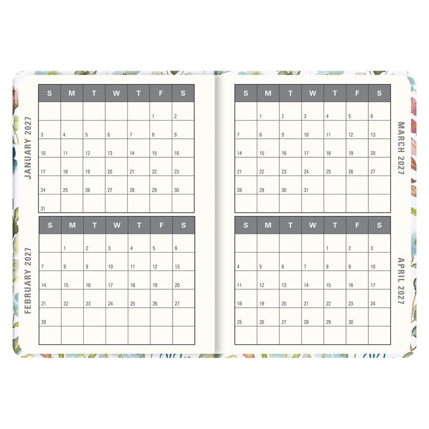 Floral Watercolor Compact diary 16-mnds 2027