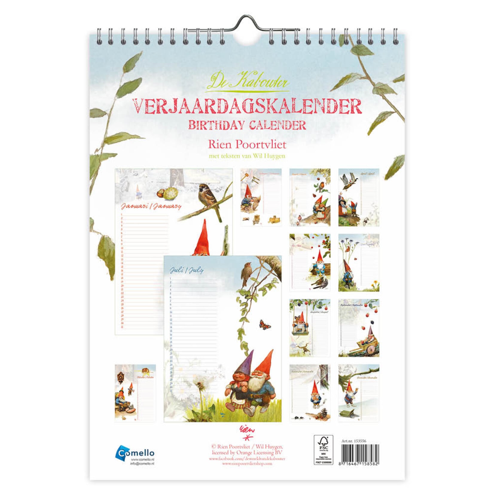 Rien Poortvliet kabouter verjaardagskalender A4