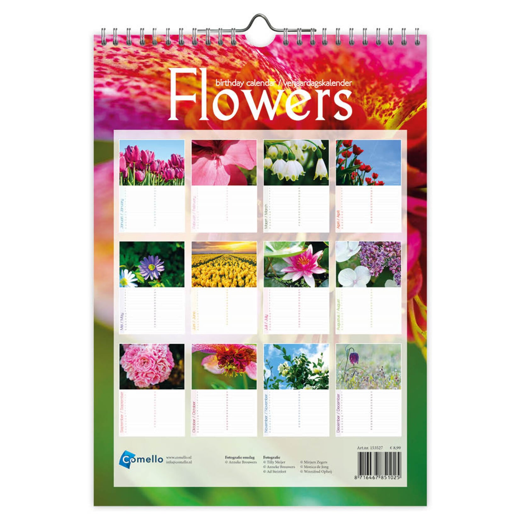 Flowers verjaardagskalender A4