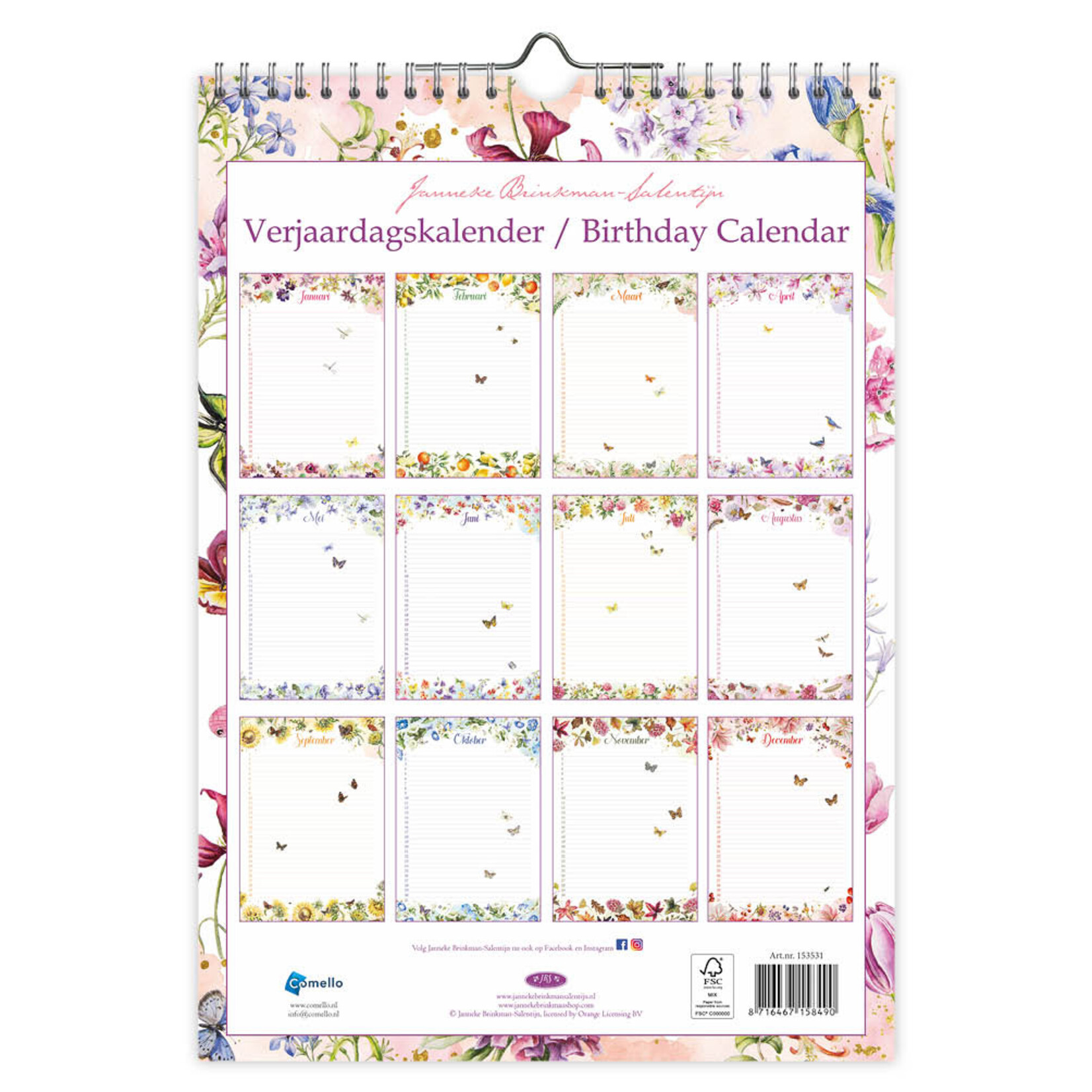 Janneke Brinkman "Voorjaar" A4 verjaardagskalender
