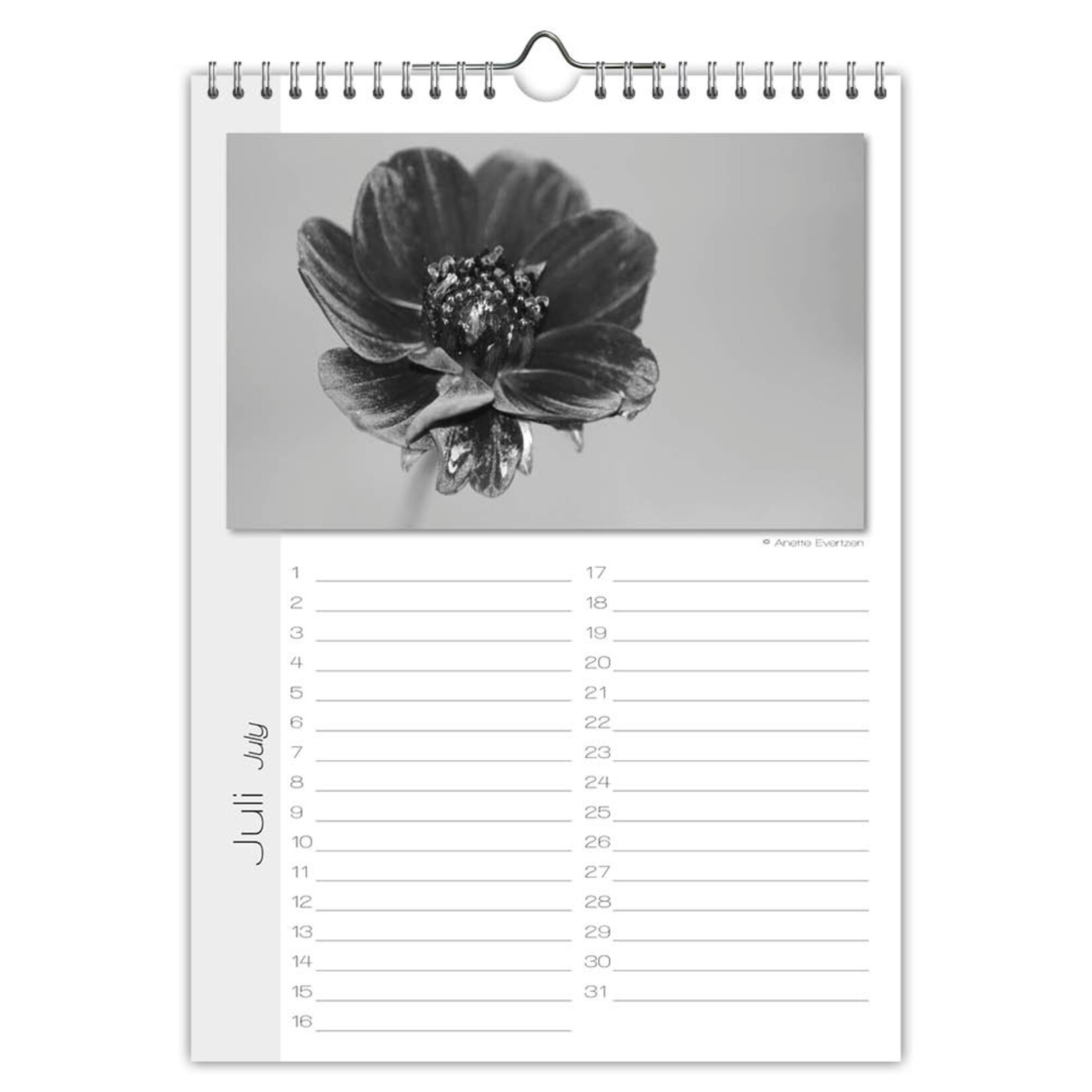 Black and white flowers verjaardagskalender 18x25