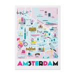 A6 postcard Amsterdam City map