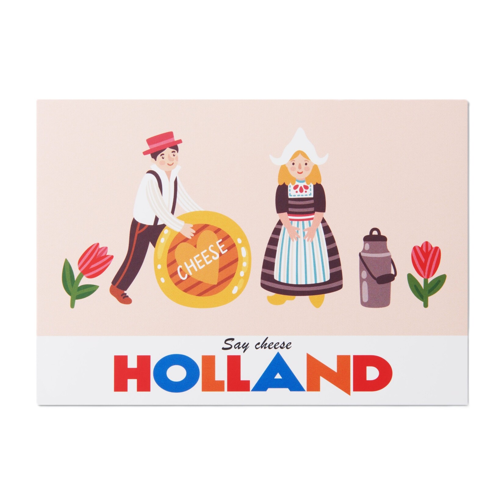 A6 postcard Holland Say Cheese Tulips