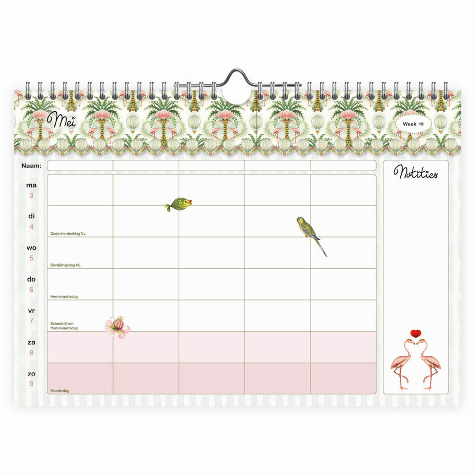 Studio Pompidom familieWEEKnotitiekalender Floral Balloon oblong 2027