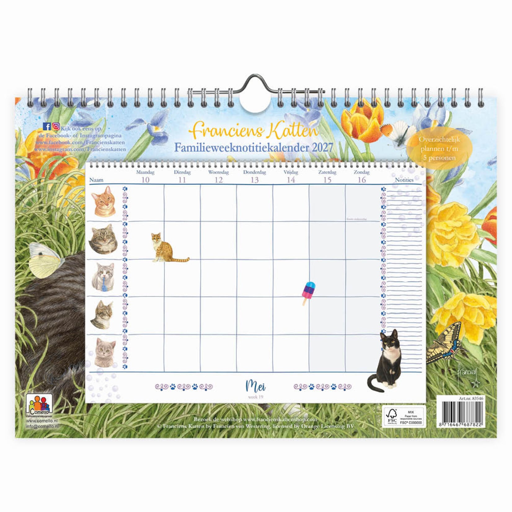 Franciens katten familieWEEKnotitiekalender oblong 2027