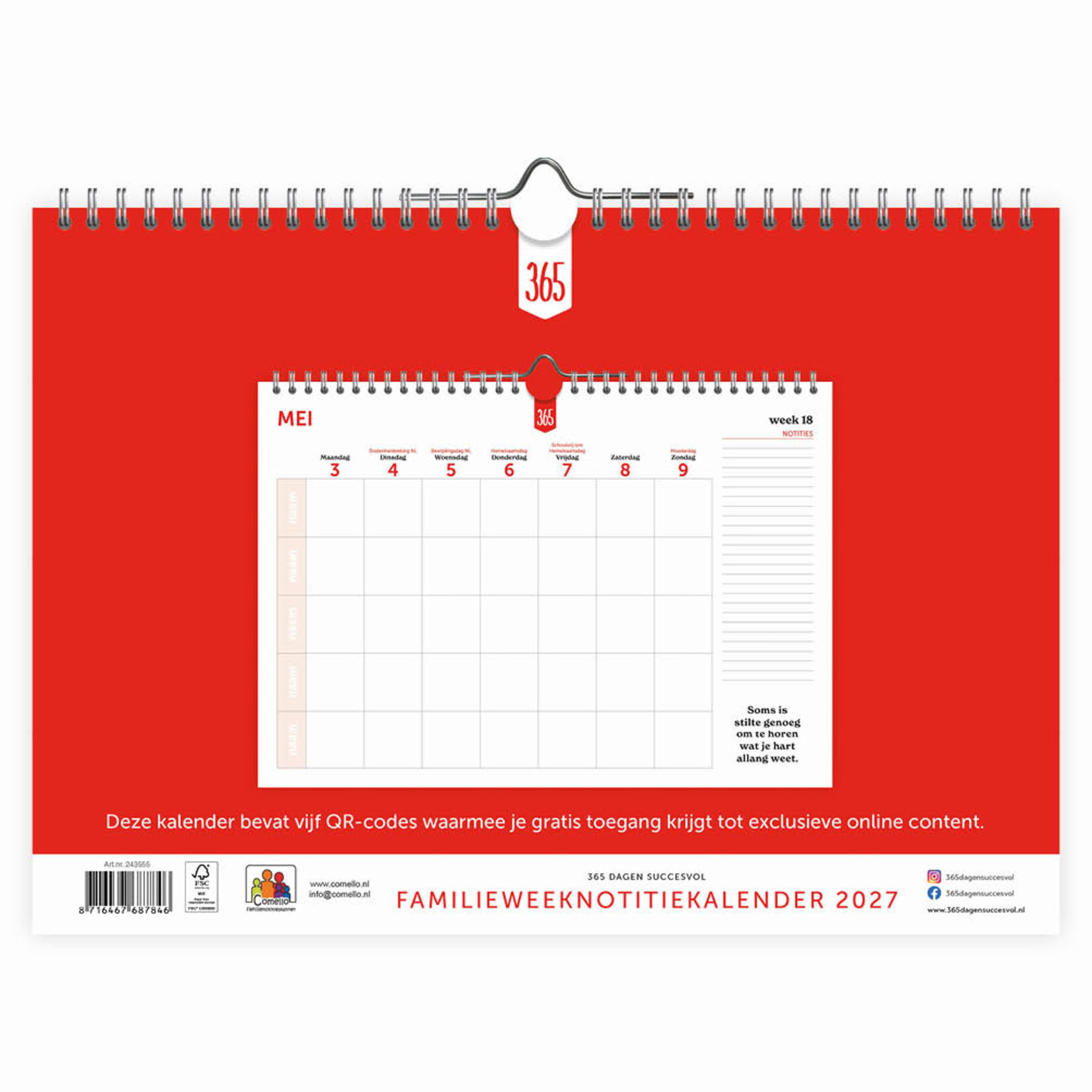365 Dagen FamilieWEEKnotitiekalender oblong 2027