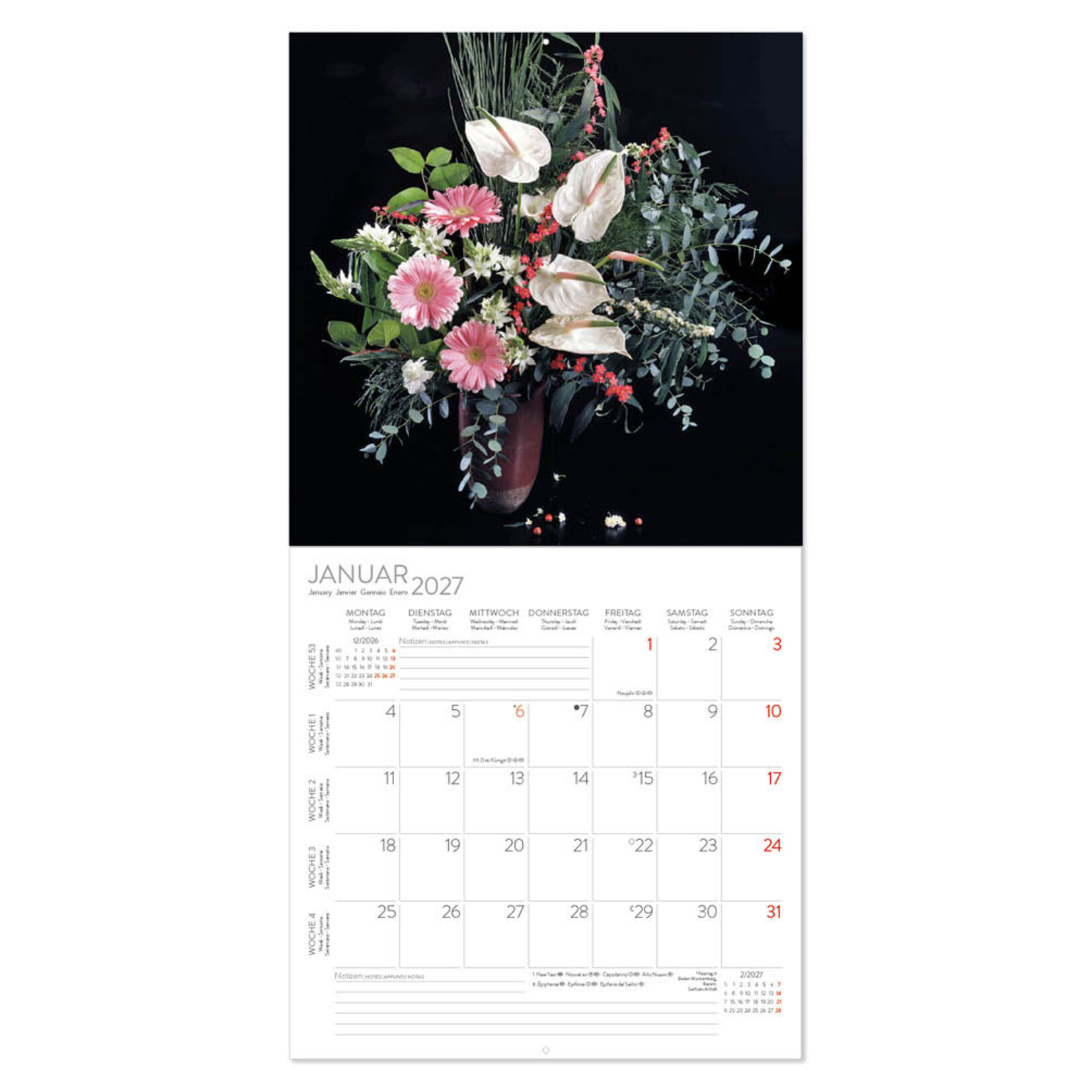 Flowers kalender 2027 16month