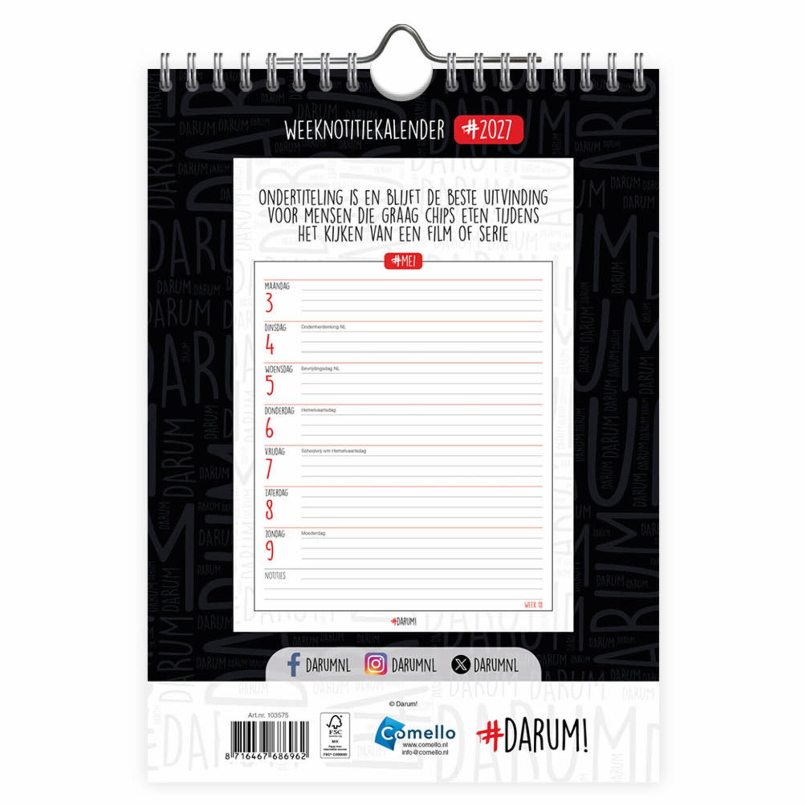 Darum WEEKnotitiekalender 2027