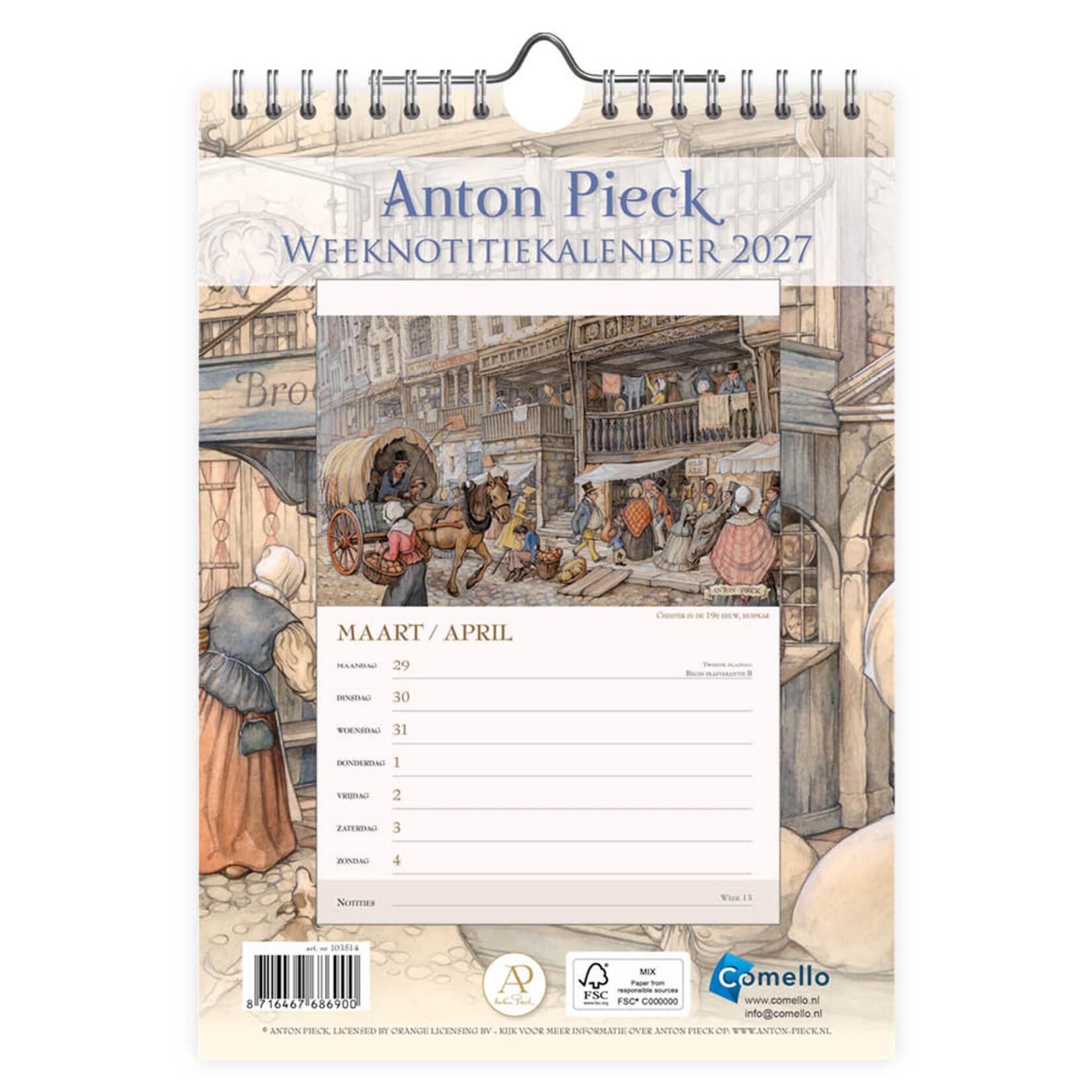 Anton Pieck WEEKnotitiekalender Brood Backery 2027