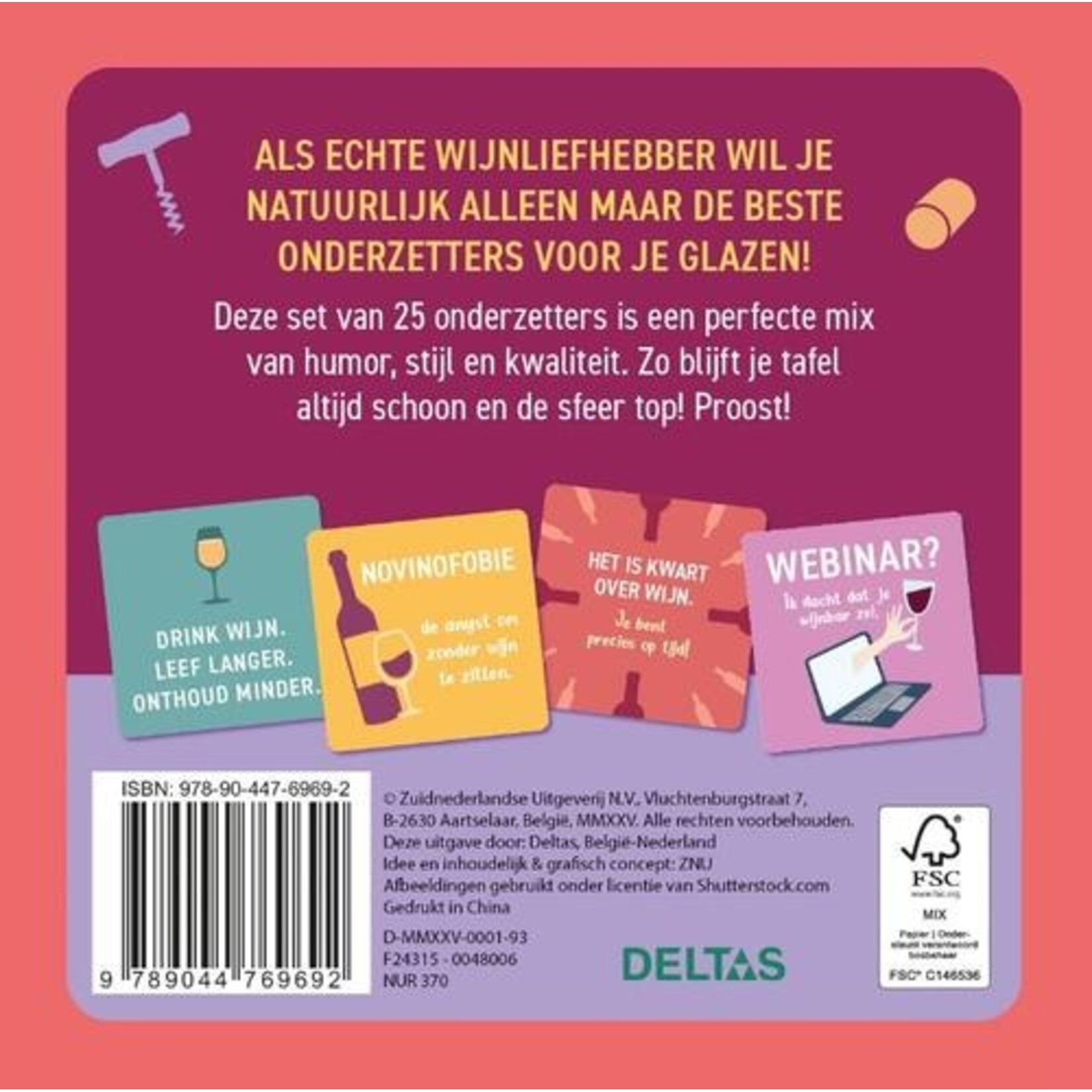 It's WINE o'clock! - 25 onderzetters