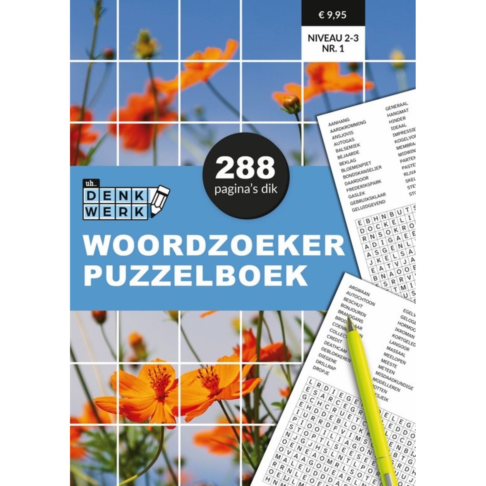 Woordzoeker Puzzelboek - 288 pagina's - Niveau 2/3 - Nummer 01 - Denkwerk
