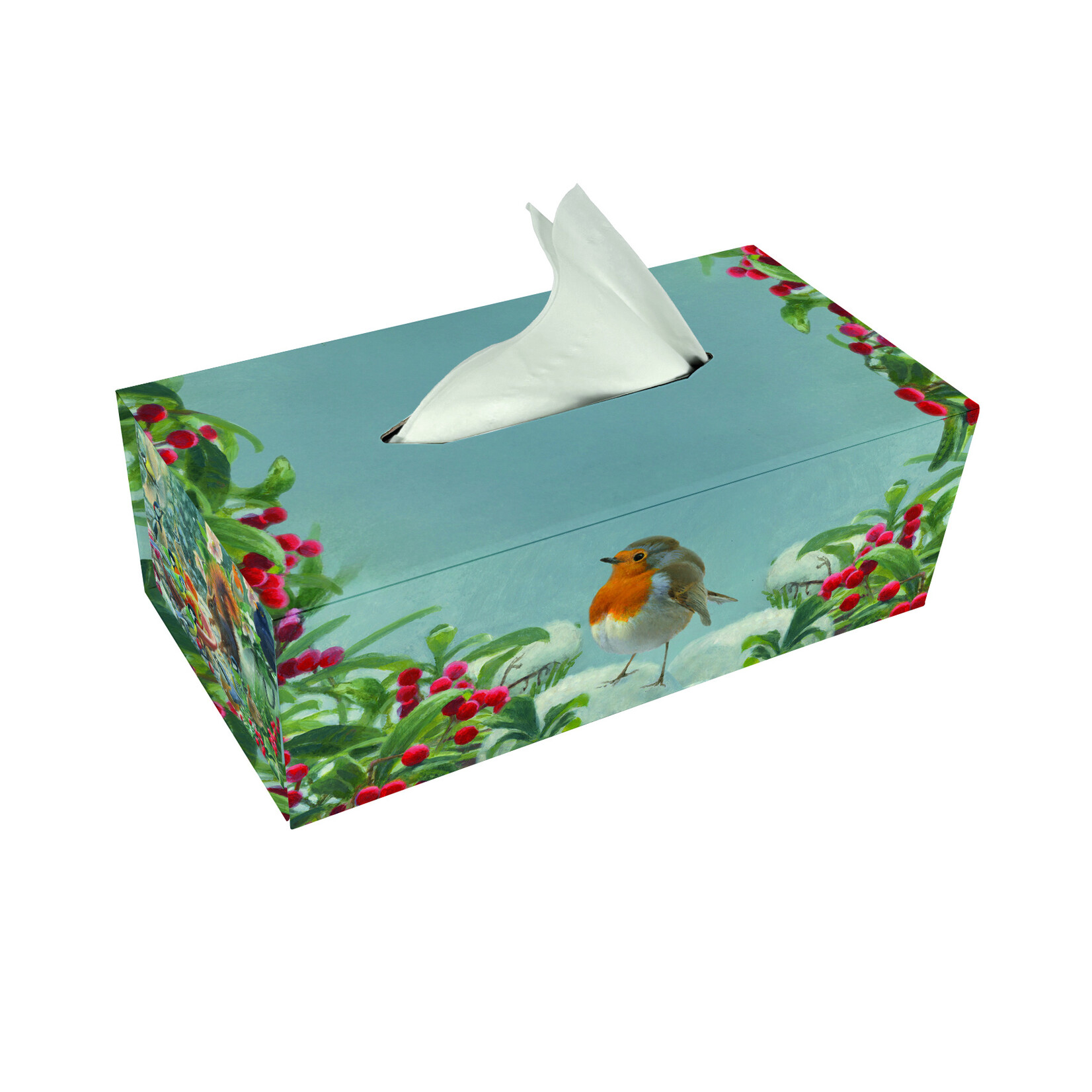 Tissuebox houder: A Robin’s Winter, Elwin van der Kolk, Vogelbescherming Nederland