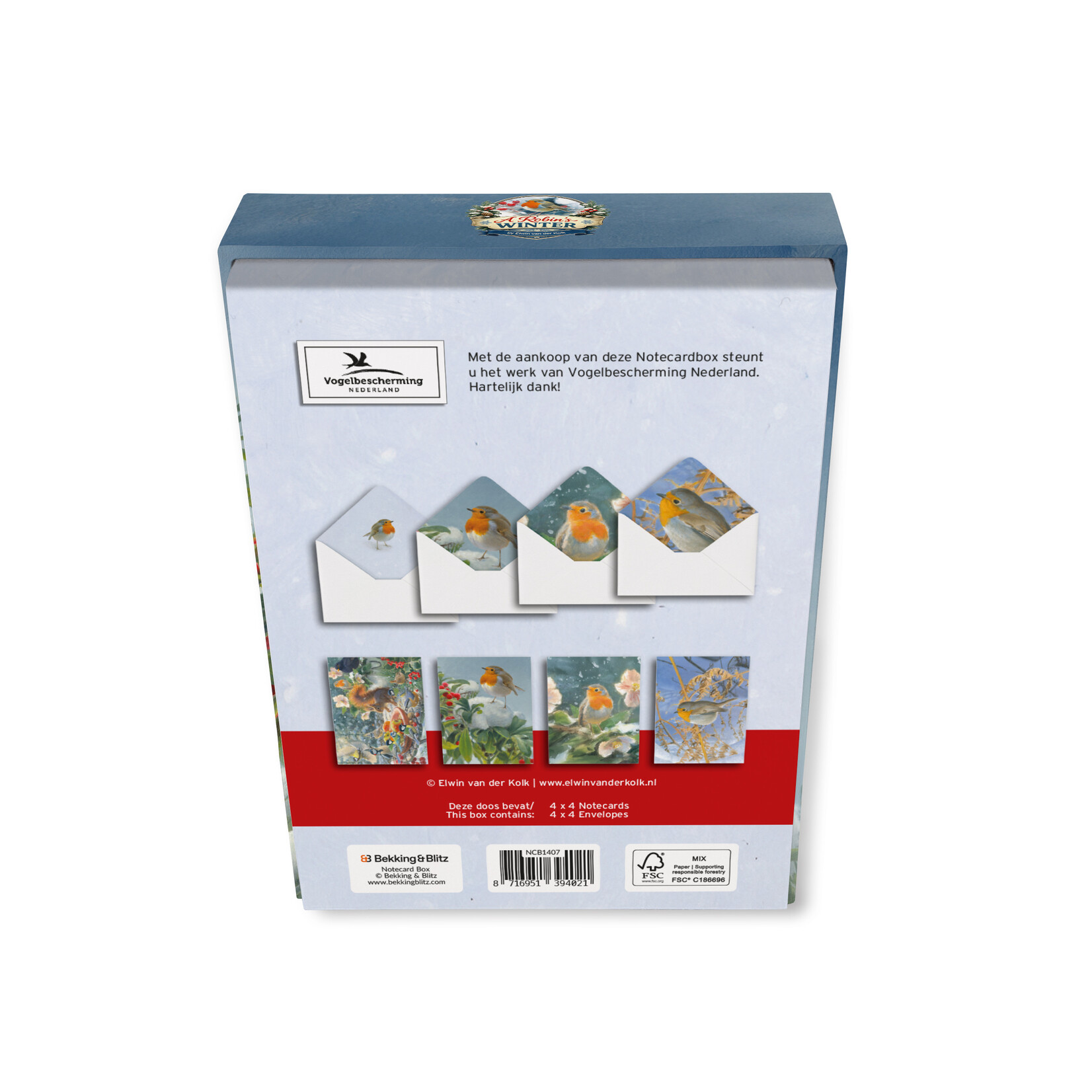 Notecard box: A Robin’s Winter, Elwin van der Kolk, Vogelbescherming Nederland