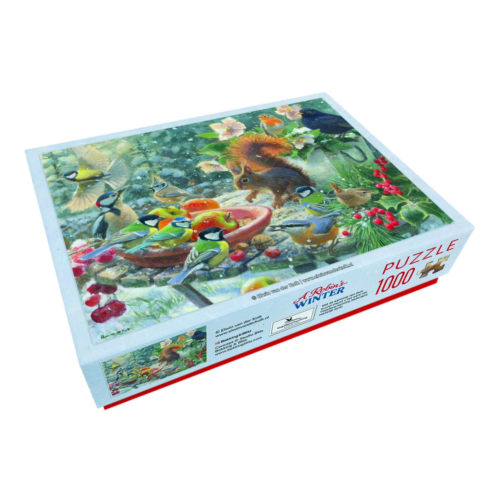 Puzzel (1.000 stukjes): A Robin’s Winter, Elwin van der Kolk, Vogelbescherming Nederland