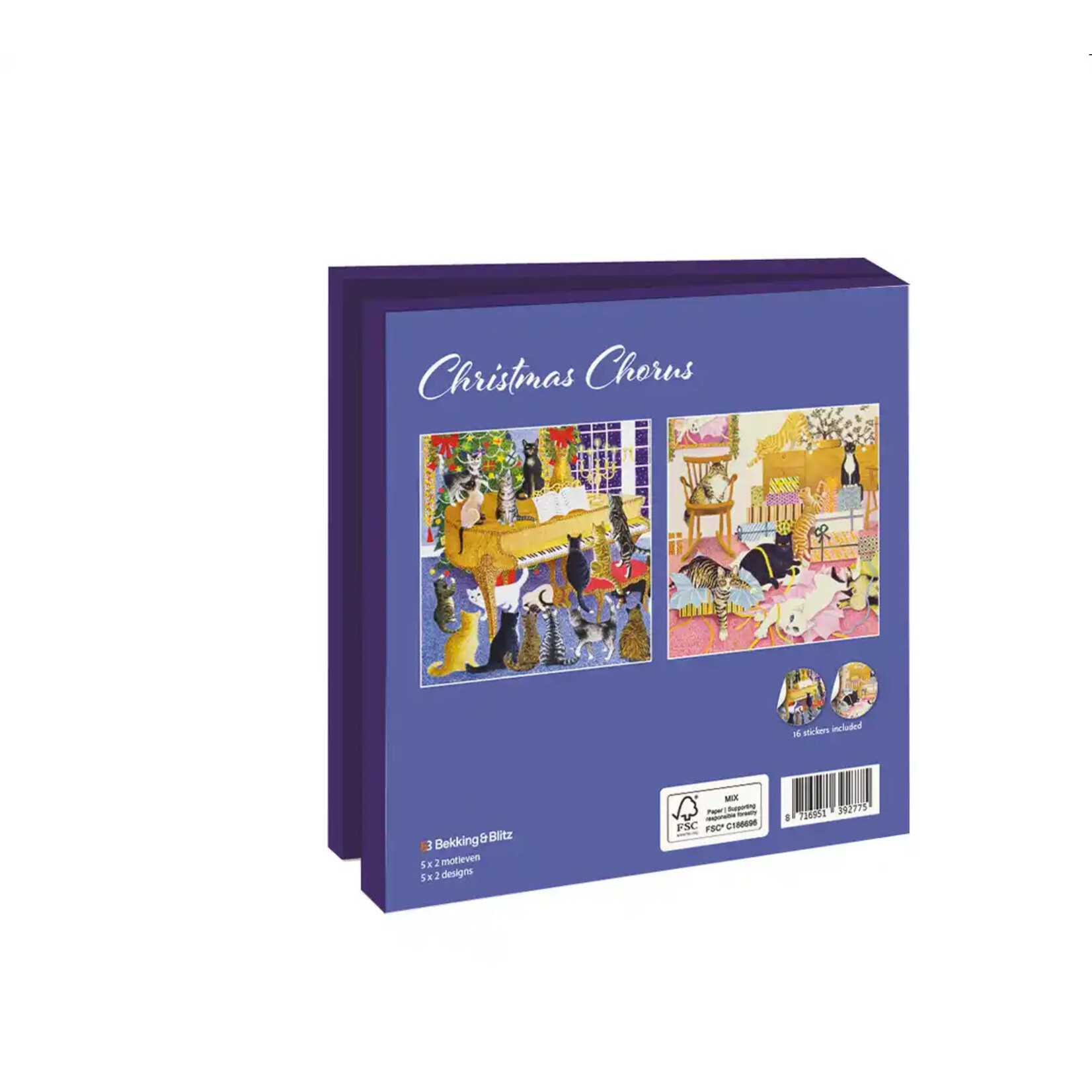 Kaartenmapje met env, vierkant: Christmas Chorus, Pat Scott