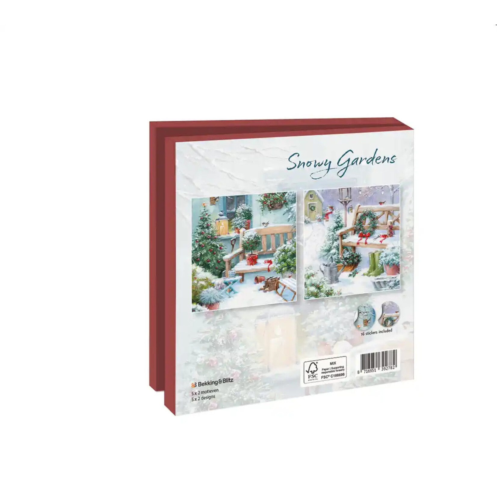 Kaartenmapje met env, vierkant: Snowy Gardens, Hazel Lincoln