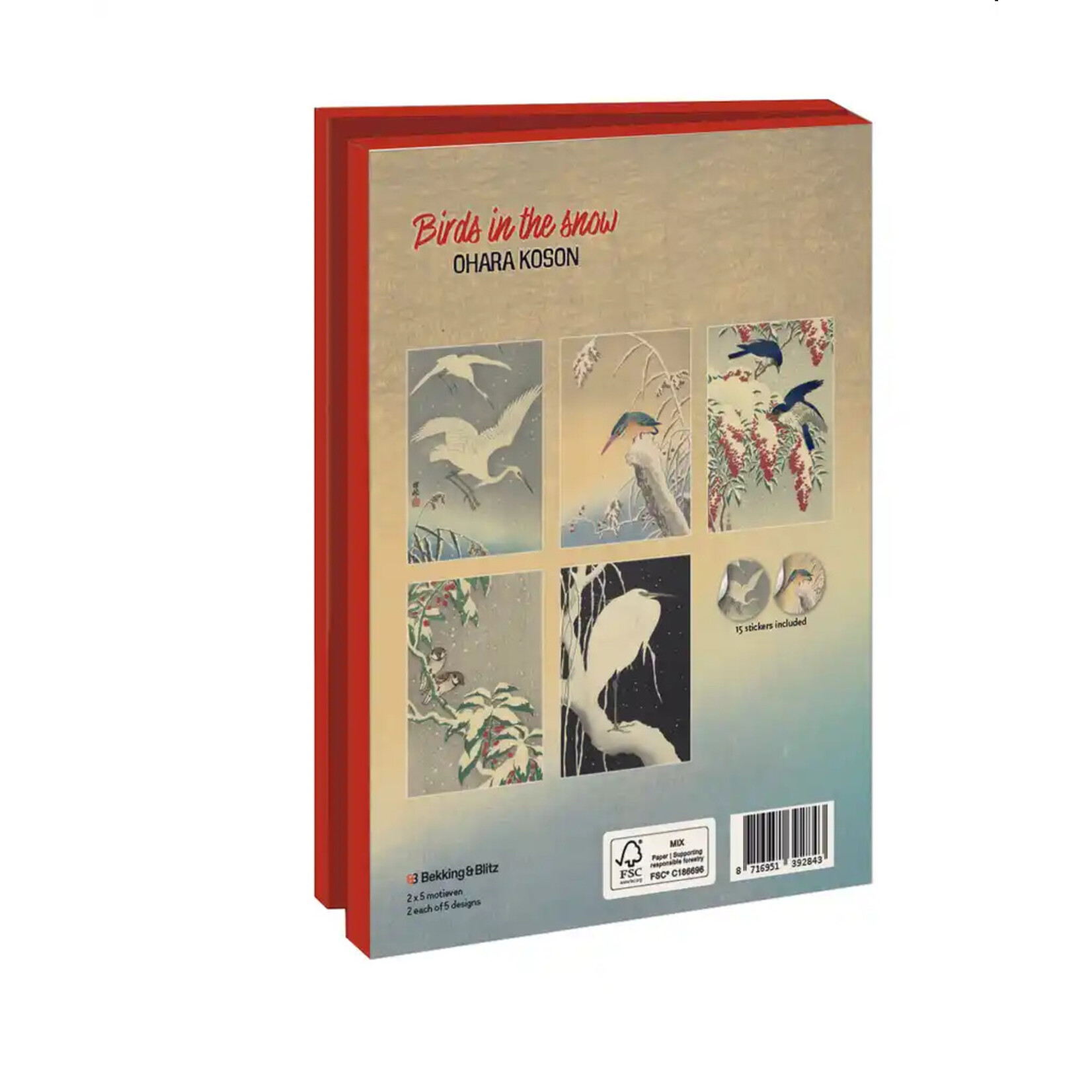Kaartenmapje met env, groot: Birds in the snow, Ohara Koson