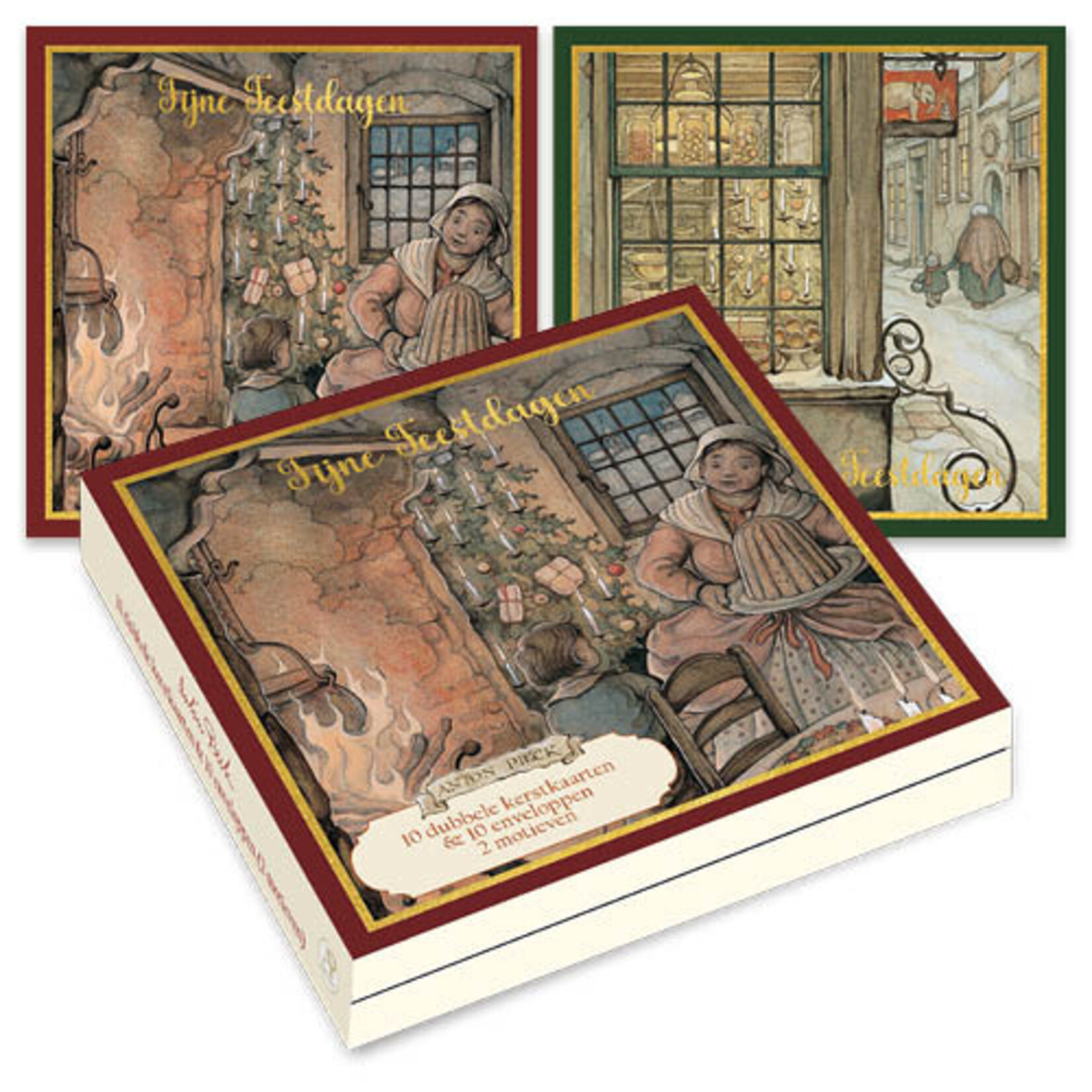 Anton Pieck kerstkaartenmapje Kerstcake - Etalage