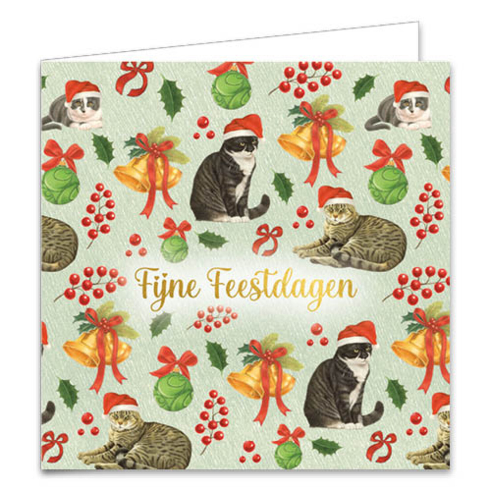 Franciens Katten kerstkaartenmapje Cyperse kat - Kerstklokjes patroon