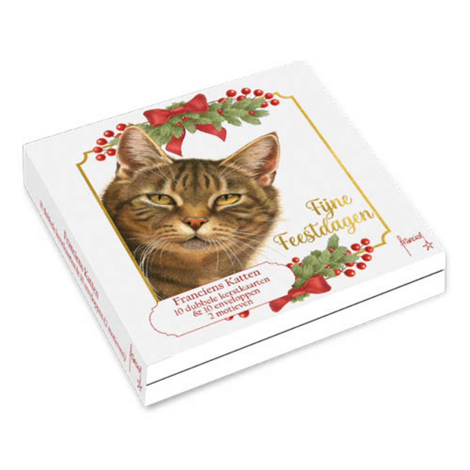 Franciens Katten kerstkaartenmapje Cyperse kat - Kerstklokjes patroon