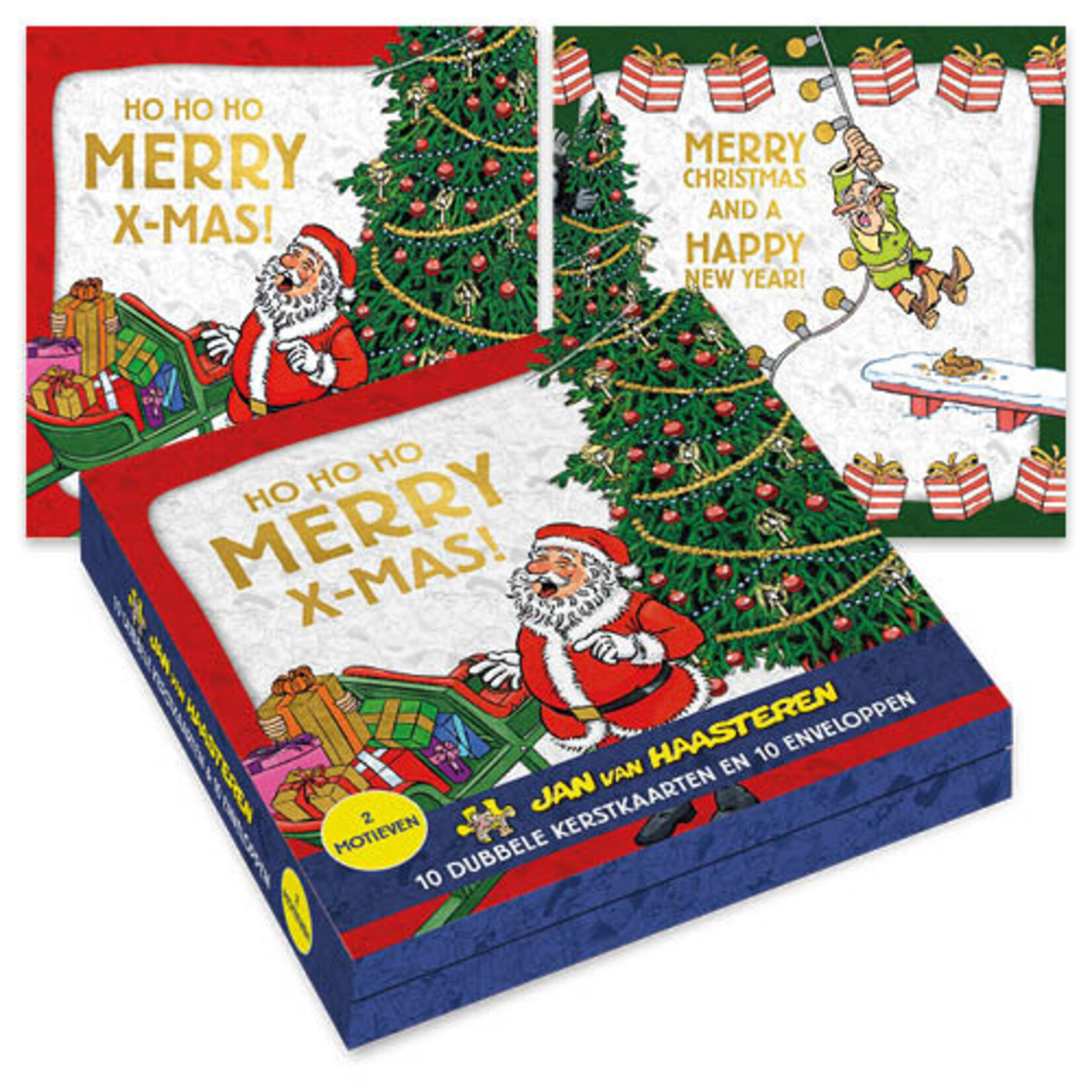 Jan van Haasteren kerstkaartenmapje Kerstman kader - Lampjes kader